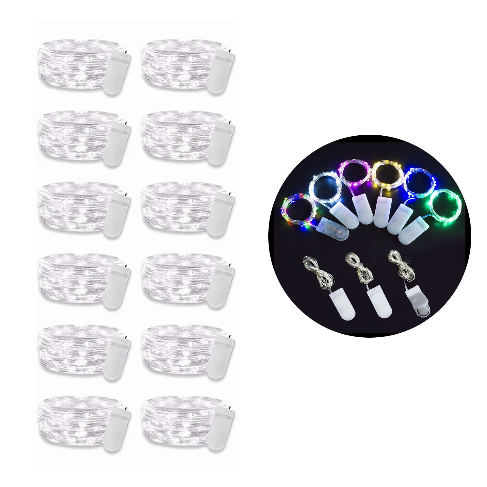 12PCS 0.03W Button String Lights Cold White Light 20 LED 3V Flexible IP65 Waterproof for Wedding Party Bedroom - Image 6