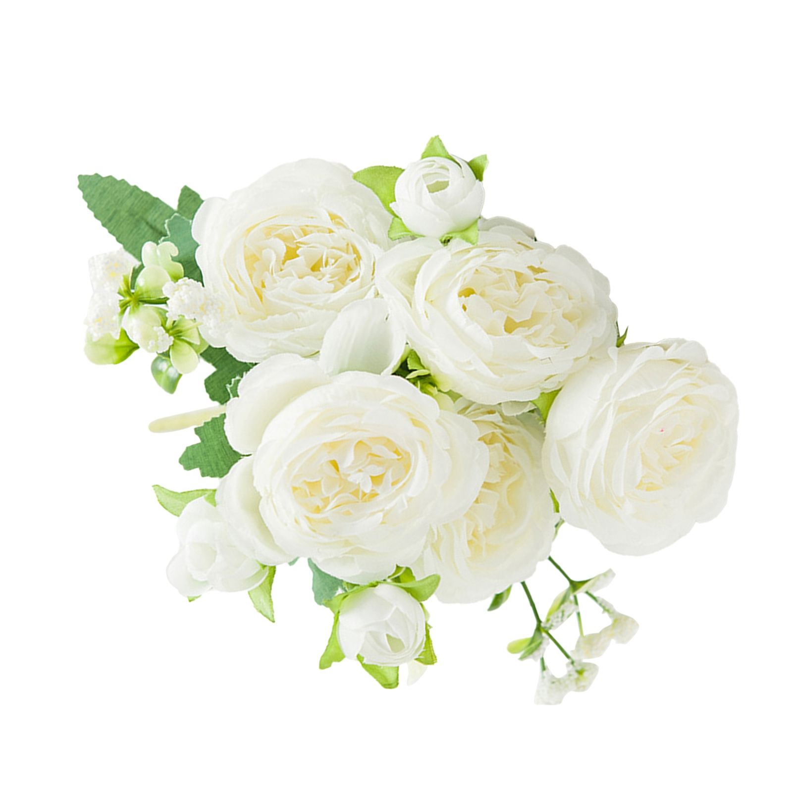 2 Bunches Artificial Peonies Romantic Vivid 6cm Diameter Attractive Decorative Light Weight Faux Peonies Decoration White - Image 2