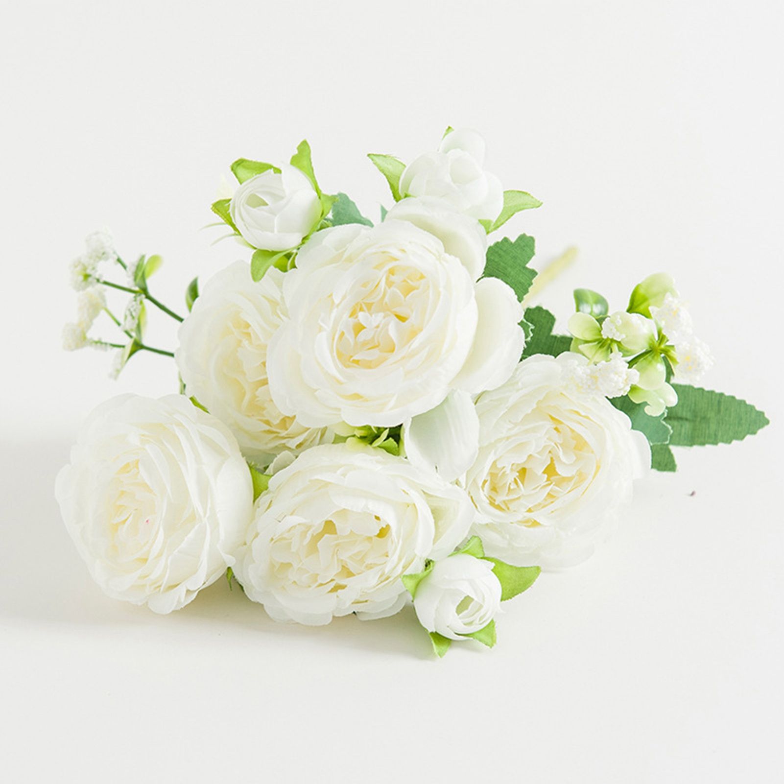 2 Bunches Artificial Peonies Romantic Vivid 6cm Diameter Attractive Decorative Light Weight Faux Peonies Decoration White - Image 5