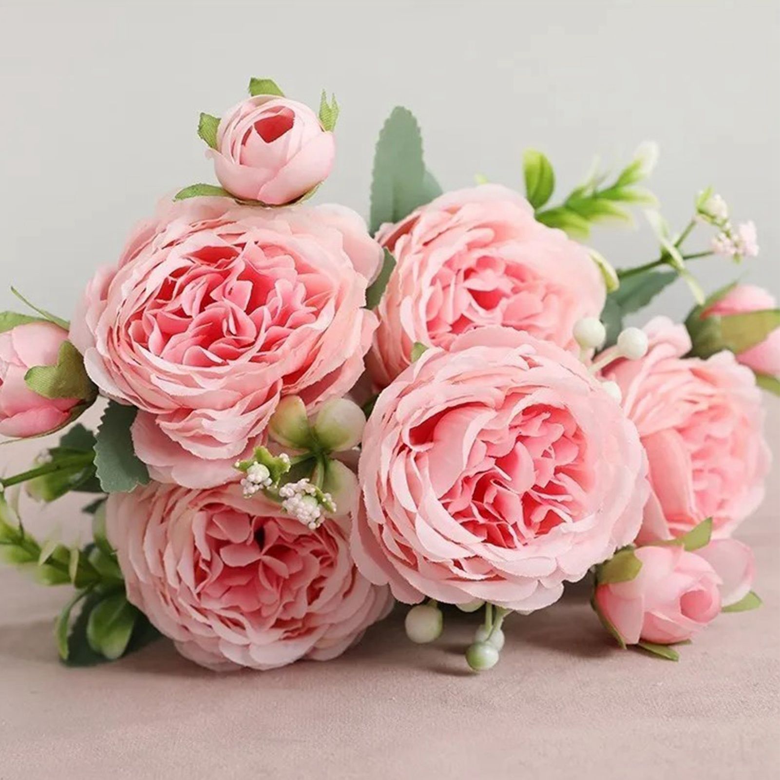 2 Bunches Artificial Peonies Romantic Vivid 6cm Diameter Attractive Decorative Light Weight Faux Peonies Decoration Pink - Image 8