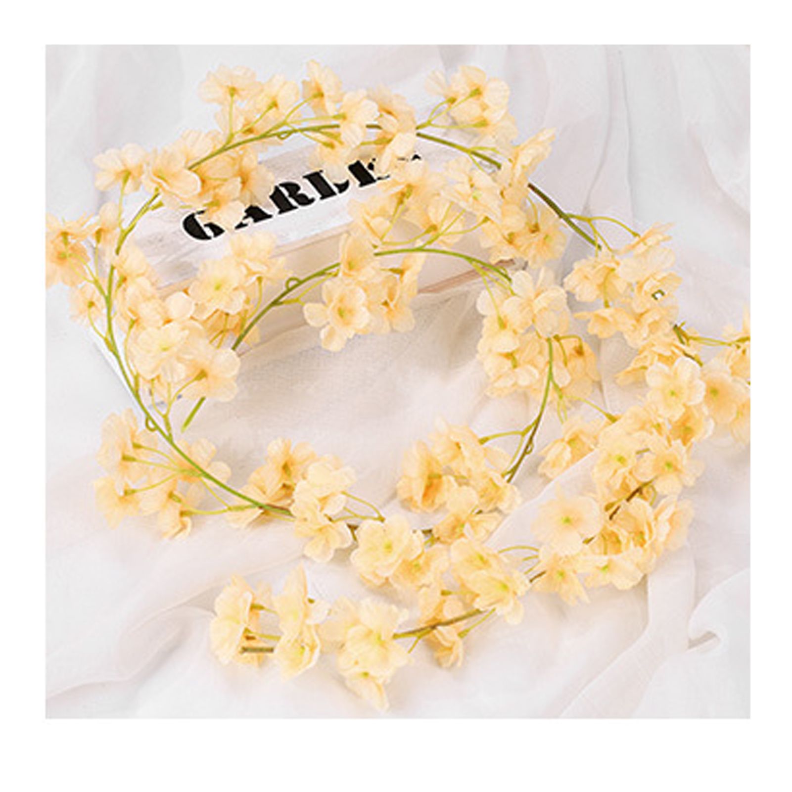 Artificial Flower Rattan Single 1.8m 135pcs Flowers Head Vivid Decorative Silk Plastic Hanging Fake Rattan for Decoration Champagne - Image 6