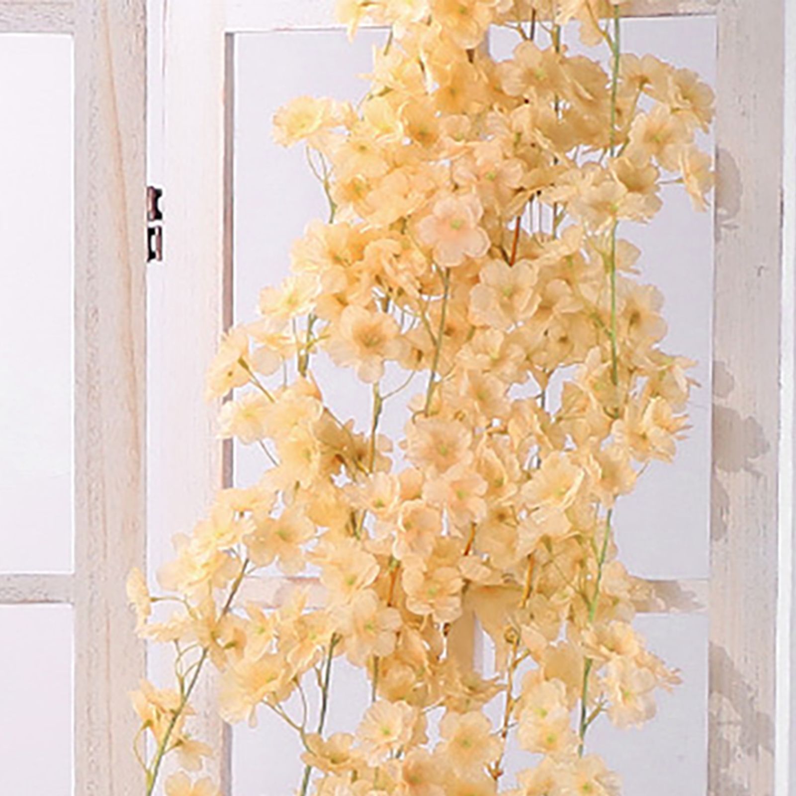 Artificial Flower Rattan Single 1.8m 135pcs Flowers Head Vivid Decorative Silk Plastic Hanging Fake Rattan for Decoration Champagne - Image 7