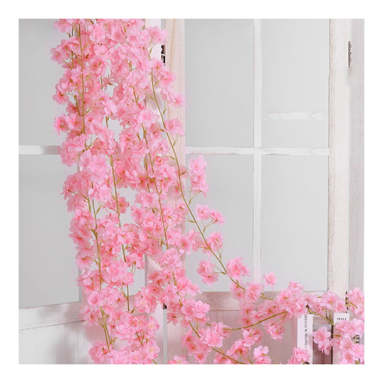 Artificial Flower Rattan Single 1.8m 135pcs Flowers Head Vivid Decorative Silk Plastic Hanging Fake Rattan for Decoration Light Pink - Image 4