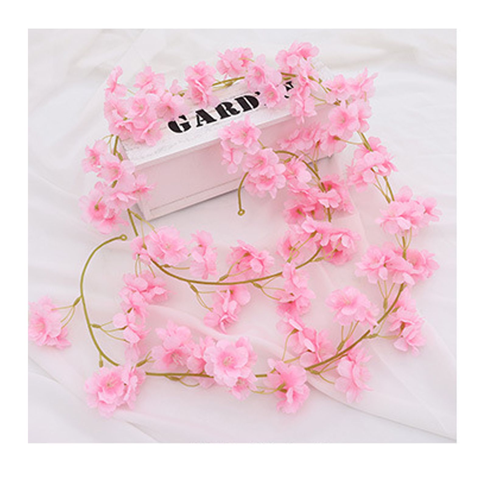 Artificial Flower Rattan Single 1.8m 135pcs Flowers Head Vivid Decorative Silk Plastic Hanging Fake Rattan for Decoration Light Pink - Image 6