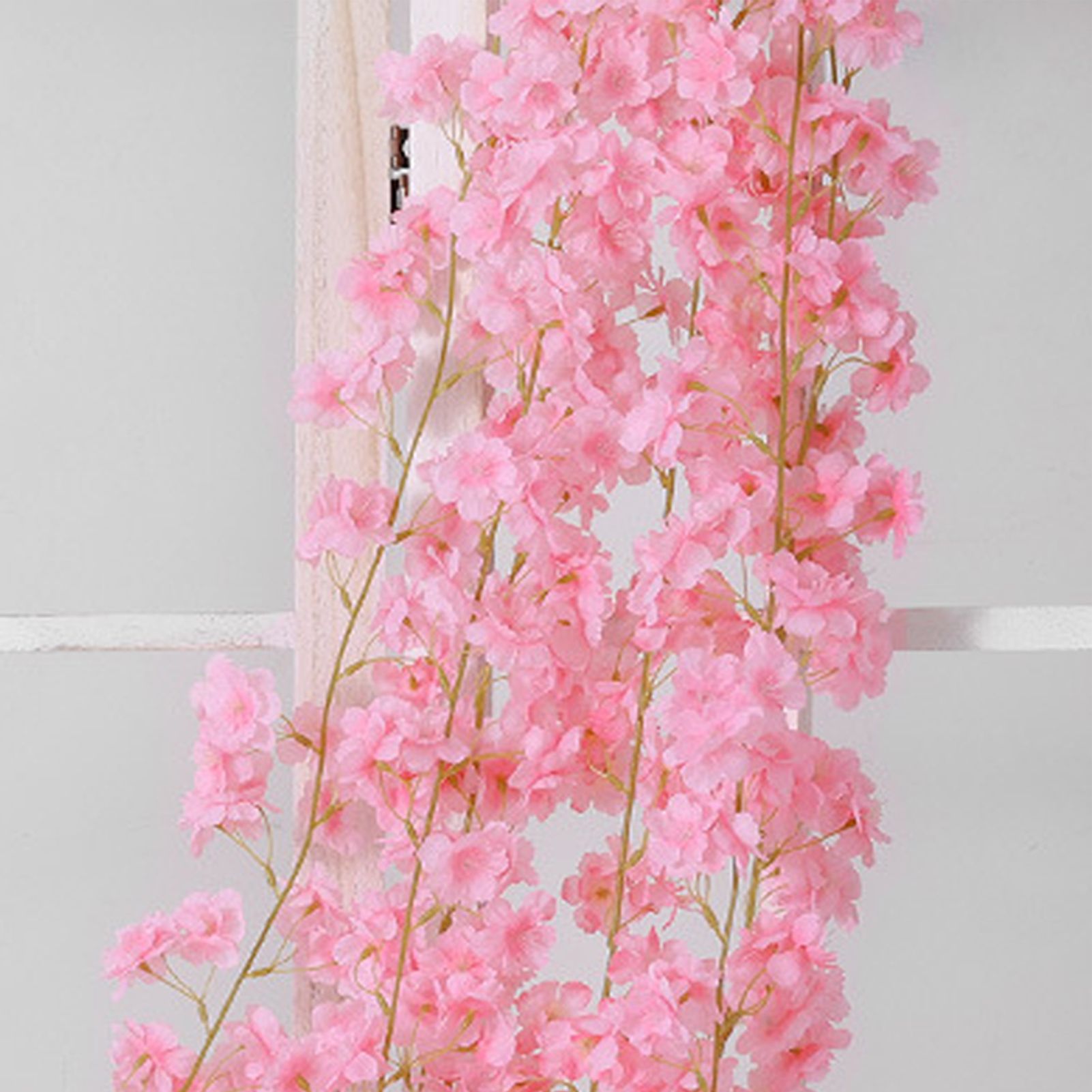 Artificial Flower Rattan Single 1.8m 135pcs Flowers Head Vivid Decorative Silk Plastic Hanging Fake Rattan for Decoration Light Pink - Image 7