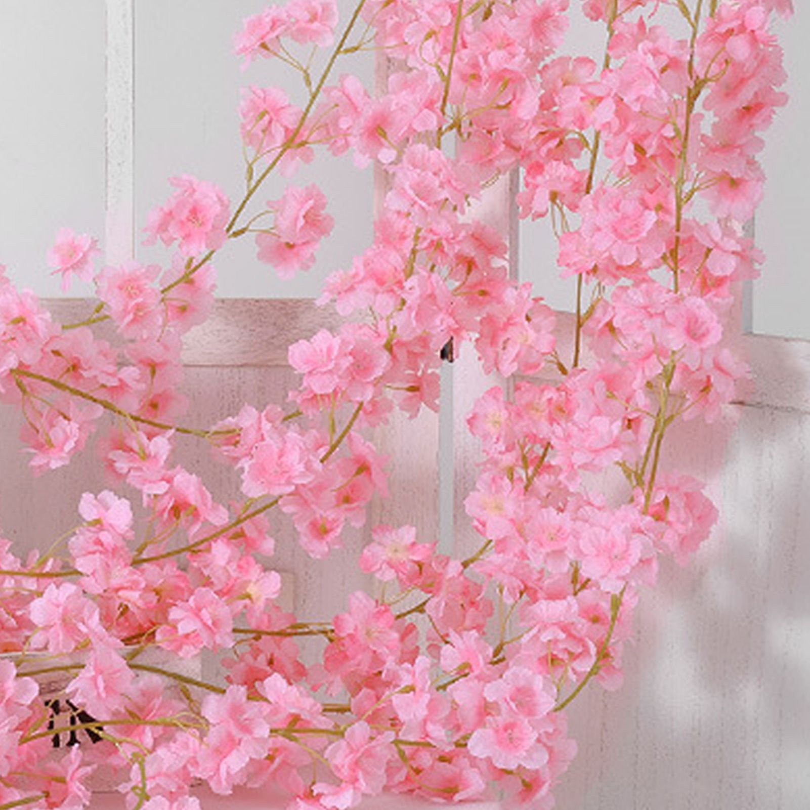 Artificial Flower Rattan Single 1.8m 135pcs Flowers Head Vivid Decorative Silk Plastic Hanging Fake Rattan for Decoration Light Pink - Image 8