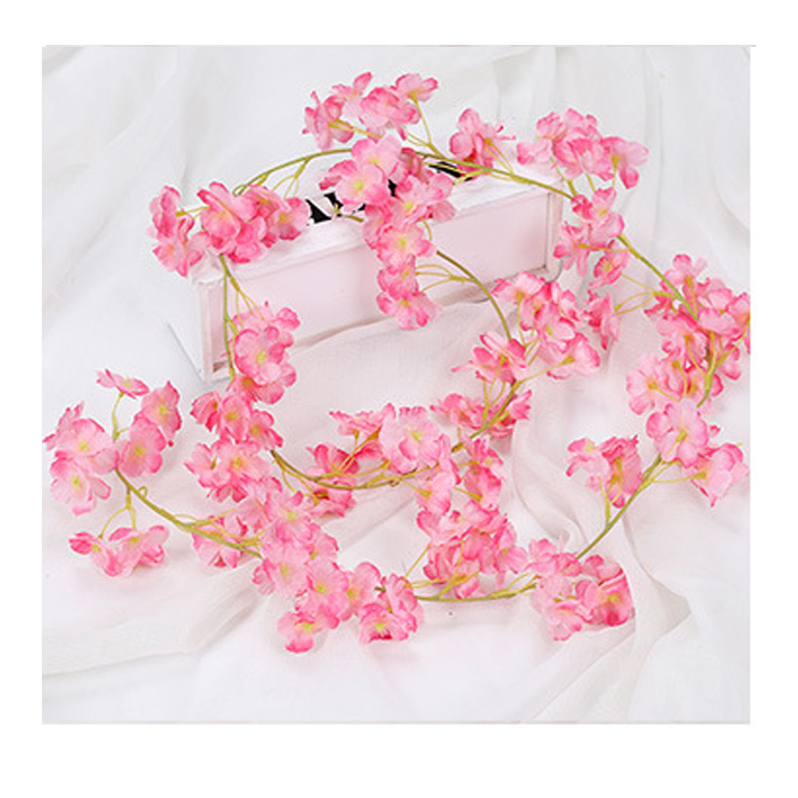 Artificial Flower Rattan Single 1.8m 135pcs Flowers Head Vivid Decorative Silk Plastic Hanging Fake Rattan for Decoration Deep Pink - Image 5