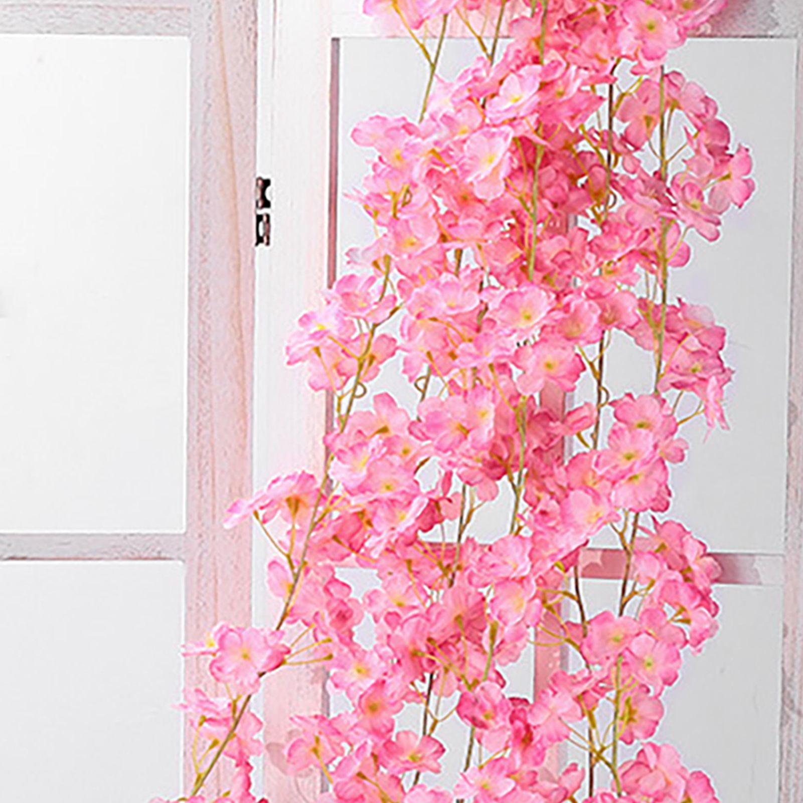 Artificial Flower Rattan Single 1.8m 135pcs Flowers Head Vivid Decorative Silk Plastic Hanging Fake Rattan for Decoration Deep Pink - Image 7