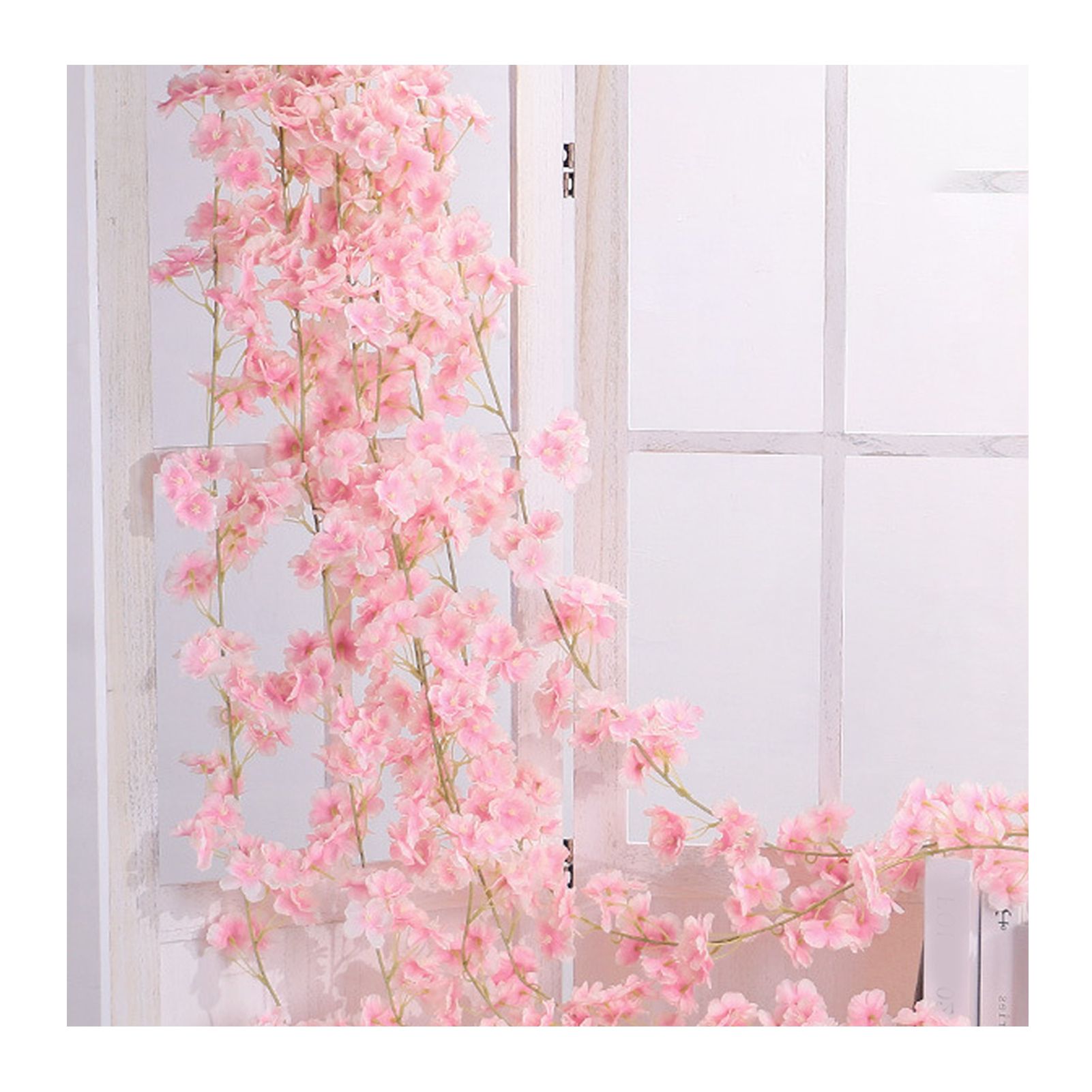 Artificial Flower Rattan Single 1.8m 135pcs Flowers Head Vivid Decorative Silk Plastic Hanging Fake Rattan for Decoration Flesh Pink - Image 4