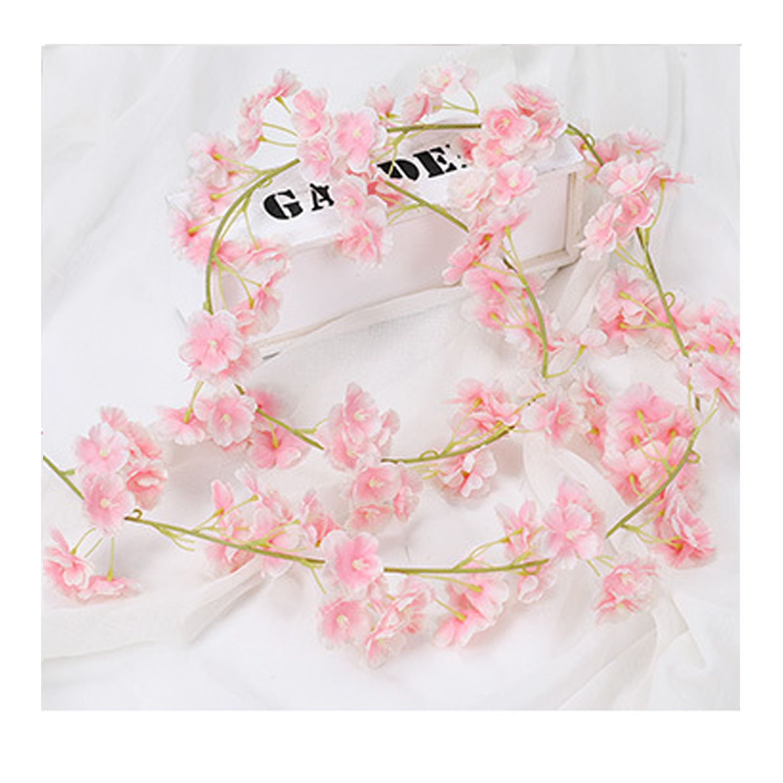 Artificial Flower Rattan Single 1.8m 135pcs Flowers Head Vivid Decorative Silk Plastic Hanging Fake Rattan for Decoration Flesh Pink - Image 6