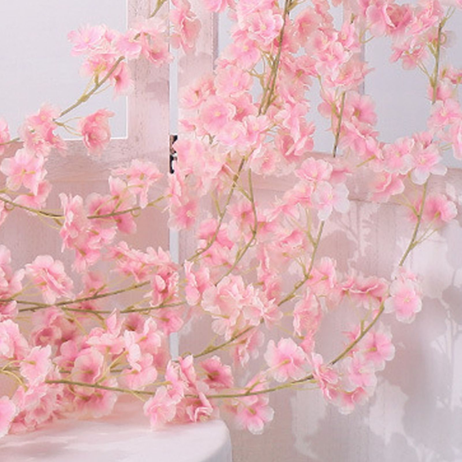 Artificial Flower Rattan Single 1.8m 135pcs Flowers Head Vivid Decorative Silk Plastic Hanging Fake Rattan for Decoration Flesh Pink - Image 8