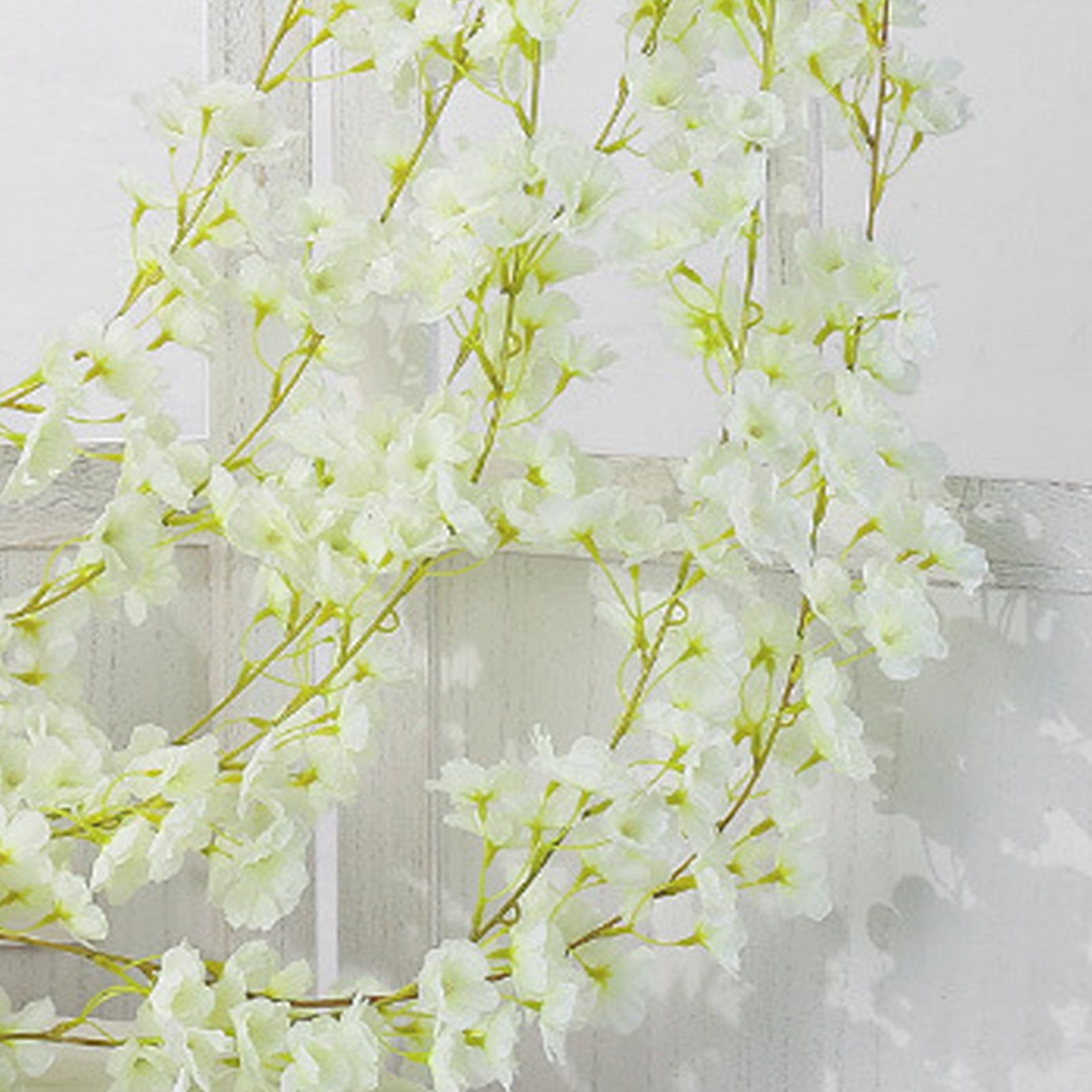 Artificial Flower Rattan Single 1.8m 135pcs Flowers Head Vivid Decorative Silk Plastic Hanging Fake Rattan for Decoration White - Image 8