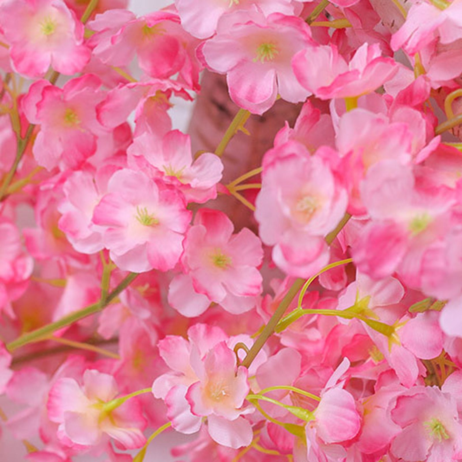 1.8m 256 Simulated Artificial Sakura Flower Garland Hanging Vines for Spring Home Room Wedding Party Decor Dark Pink - Image 7