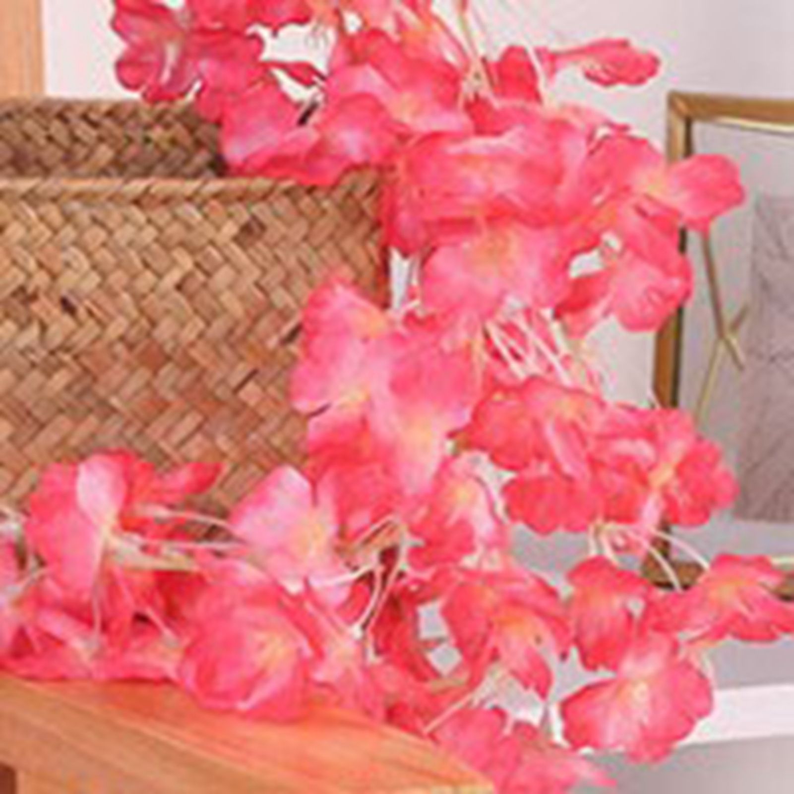 1.8m 256 Simulated Artificial Sakura Flower Garland Hanging Vines for Spring Home Room Wedding Party Decor Rose Red - Image 5