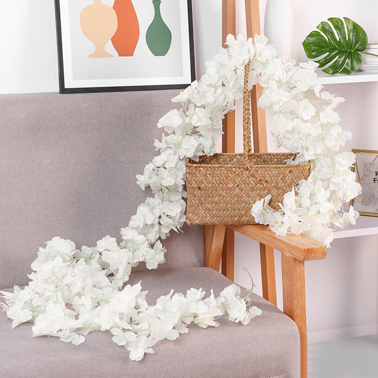 1.8m 256 Simulated Artificial Sakura Flower Garland Hanging Vines for Spring Home Room Wedding Party Decor White - Image 8