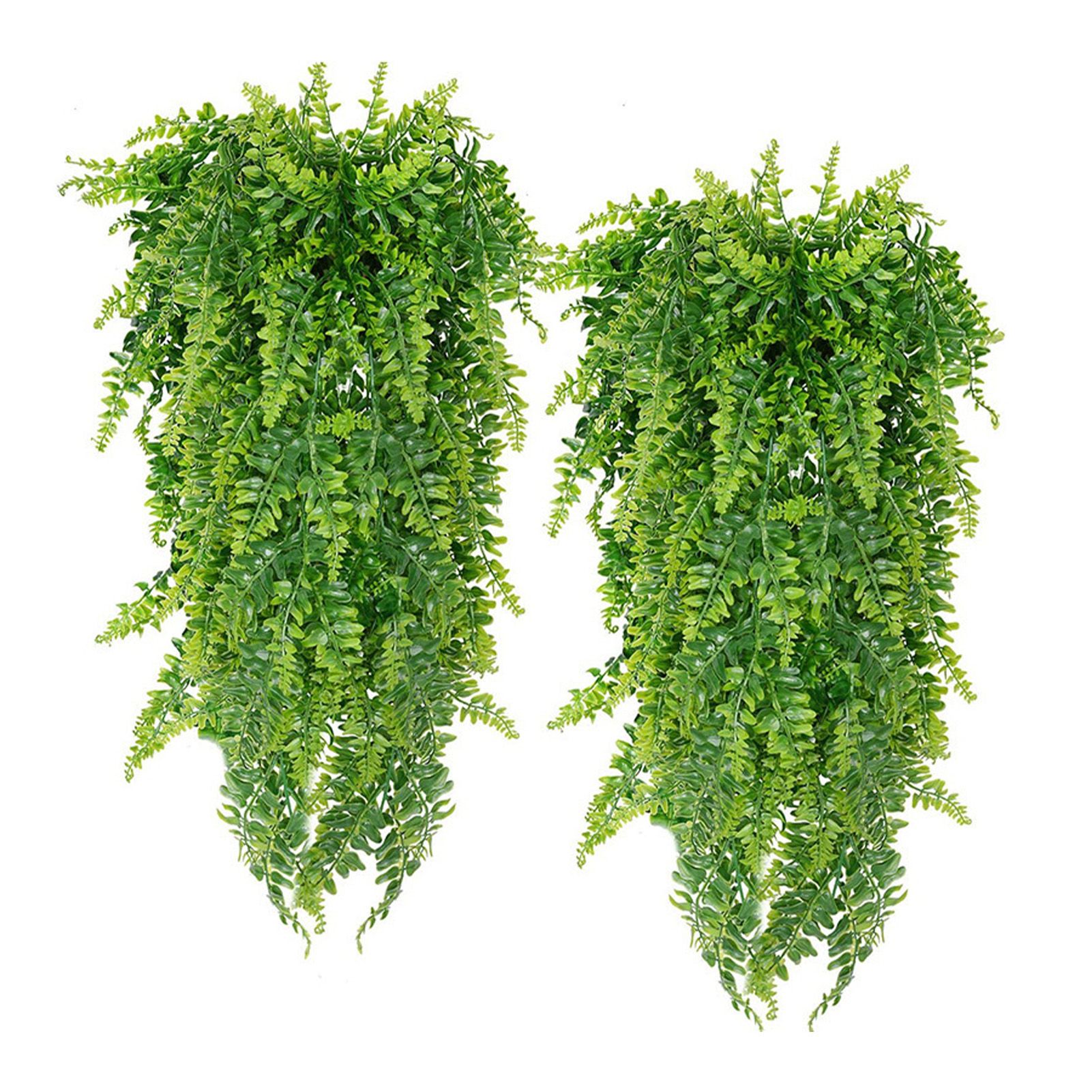 2pcs Artificial Hanging Plants Fern Plastic Green Fake Wall Hanging Ferns Plants for Garden Wedding Decoration - Image 2