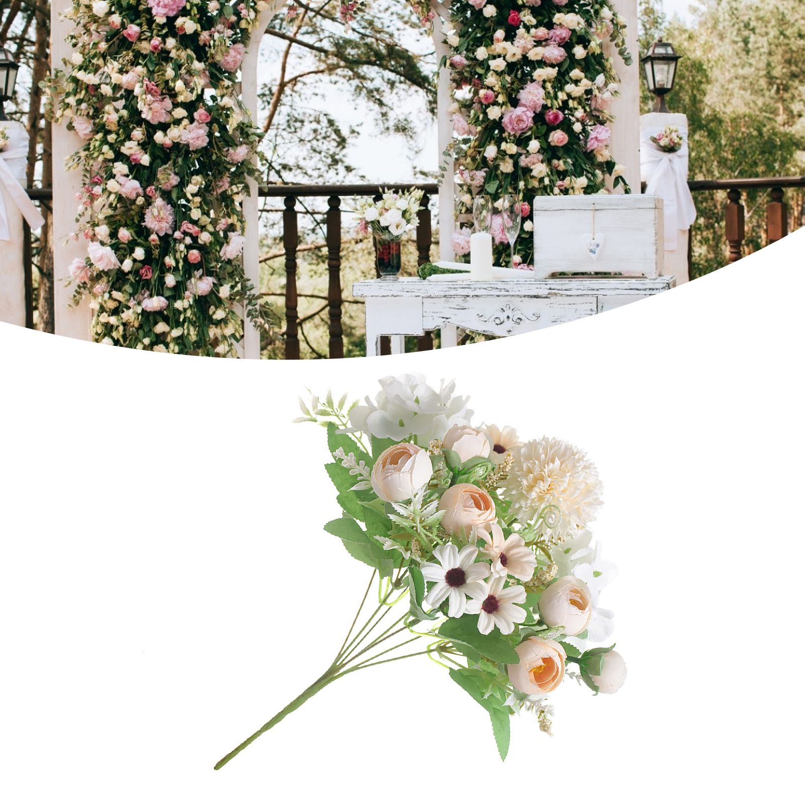 Artificial Flower Exquisite Lifelike Silk Cloth Faux Flower for Photography Wedding Home Shop Decoration Champagne - Image 6