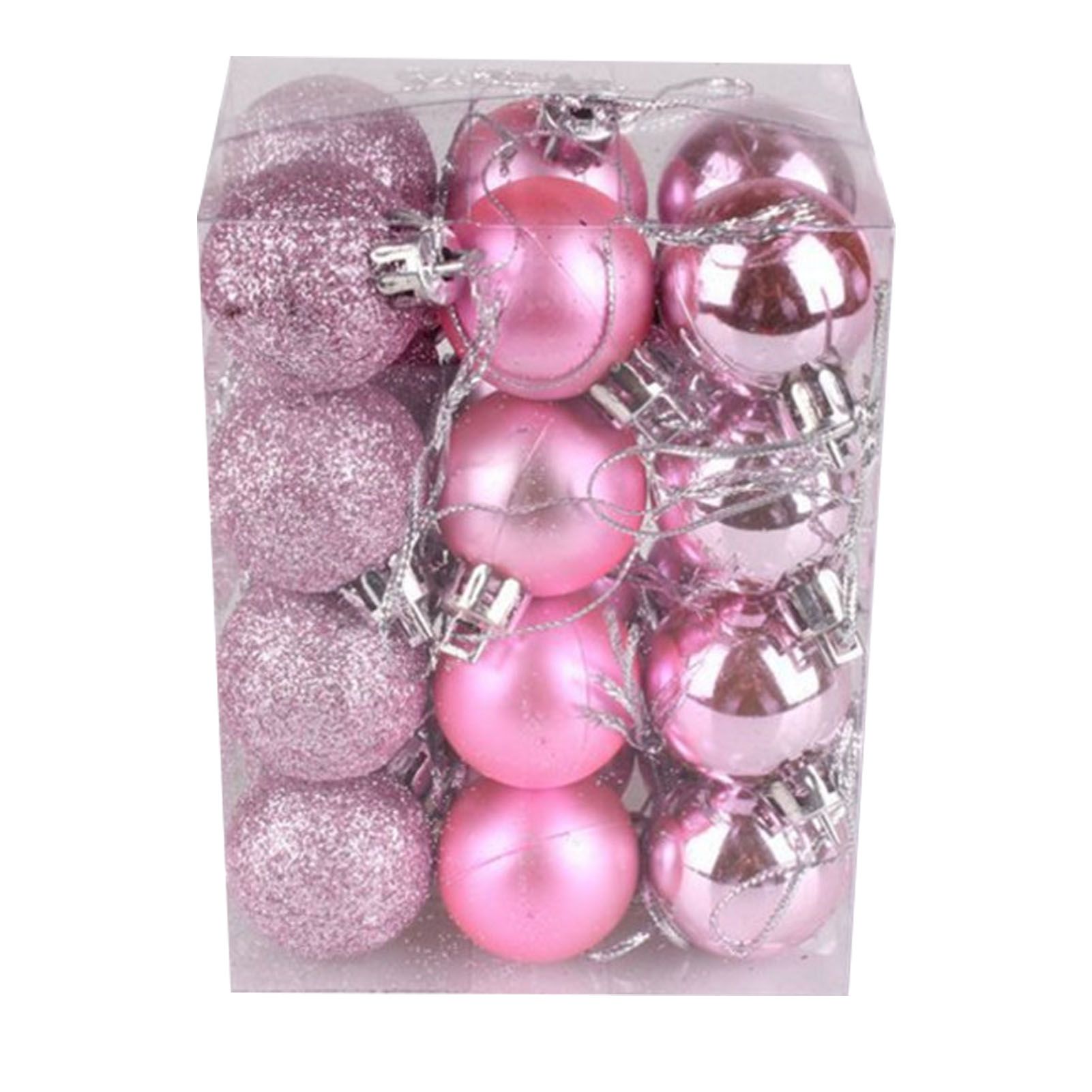 72Pcs Christmas Balls Hanging Decorative Christmas Tree Balls for Christmas Weddings Engagements Anniversaries Parties Pink - Image 1