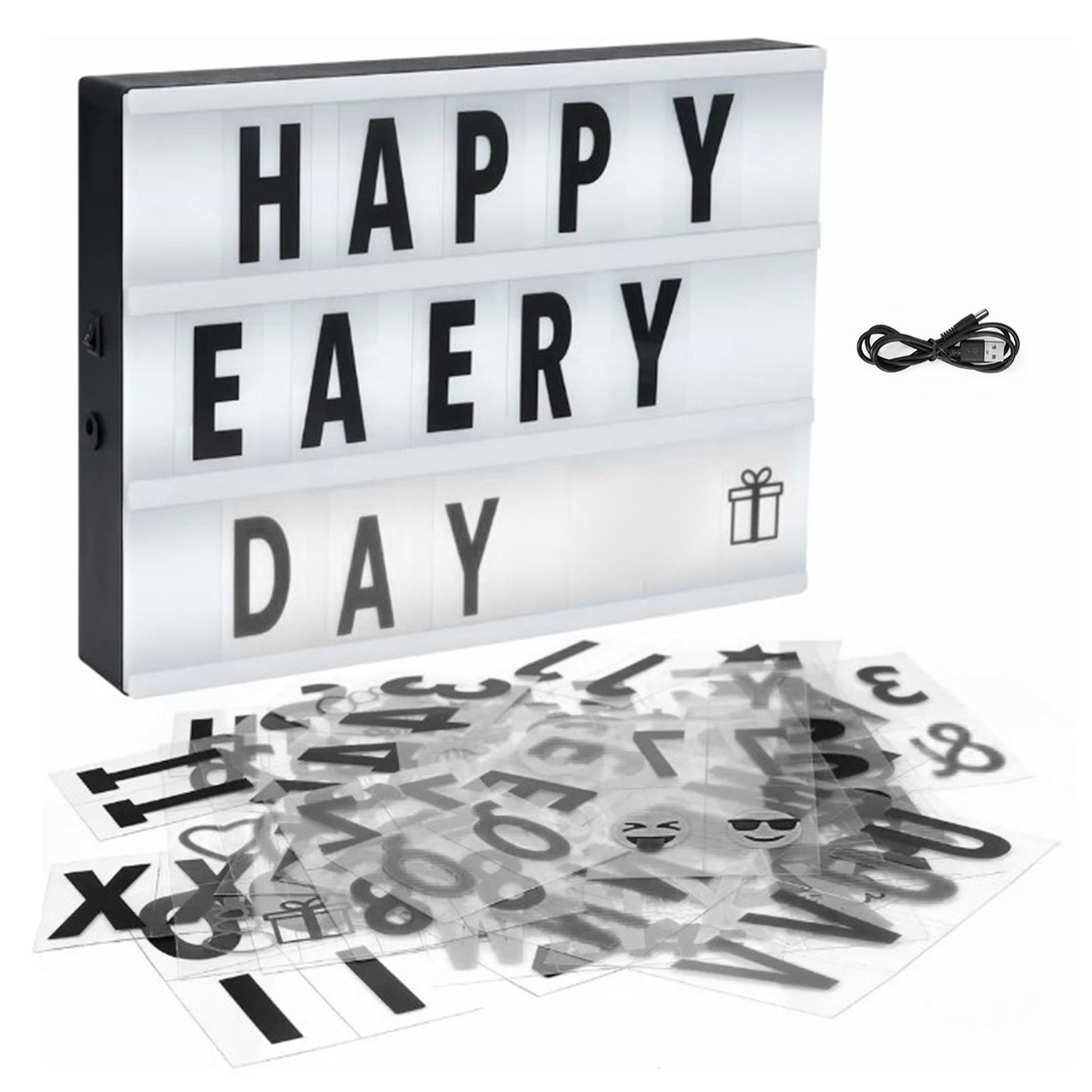 Cinema Light Box with Letters DIY Warm Light Up Letter Box with 96 Lettering Sticker for Room Decoration - Image 4