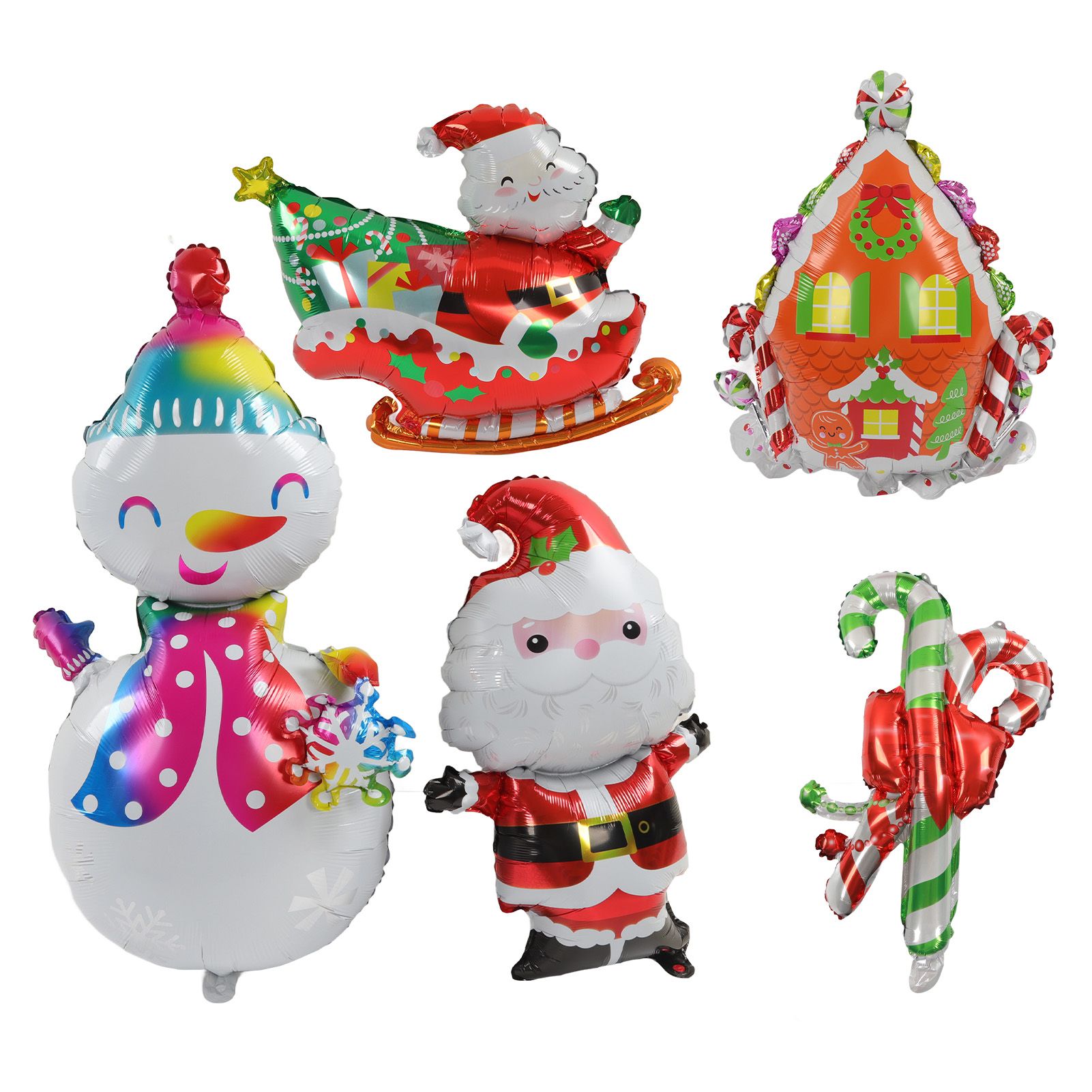 Christmas Foil Balloons Father Christmas Sleigh Father Christmas Snowman Candy House Christmas Ballons Decoration Kit - Image 1