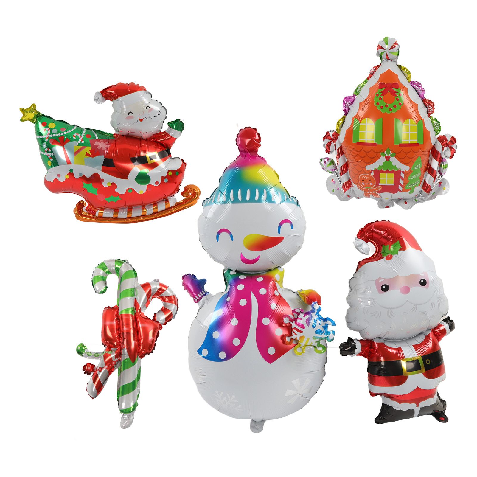 Christmas Foil Balloons Father Christmas Sleigh Father Christmas Snowman Candy House Christmas Ballons Decoration Kit - Image 2
