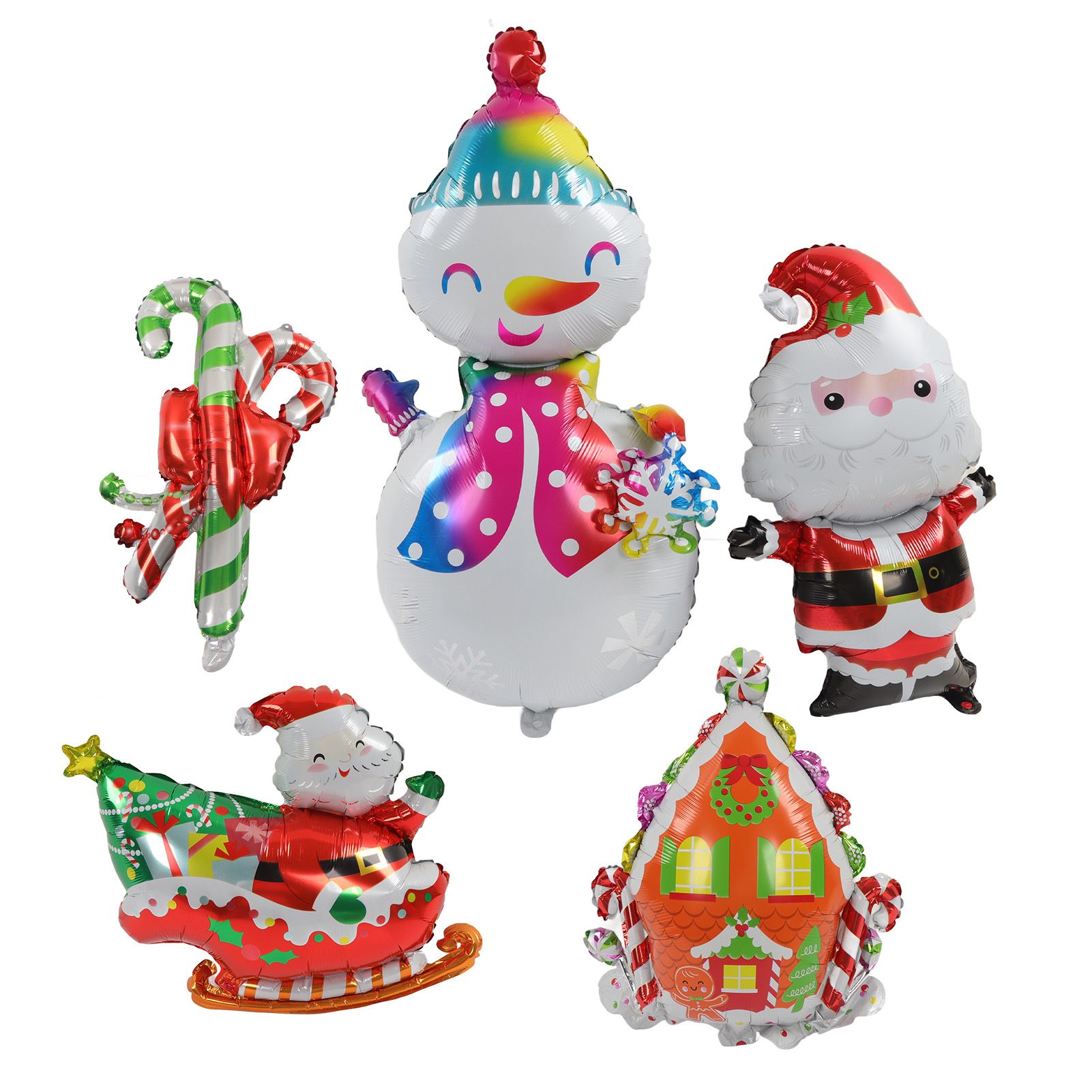 Christmas Foil Balloons Father Christmas Sleigh Father Christmas Snowman Candy House Christmas Ballons Decoration Kit - Image 3