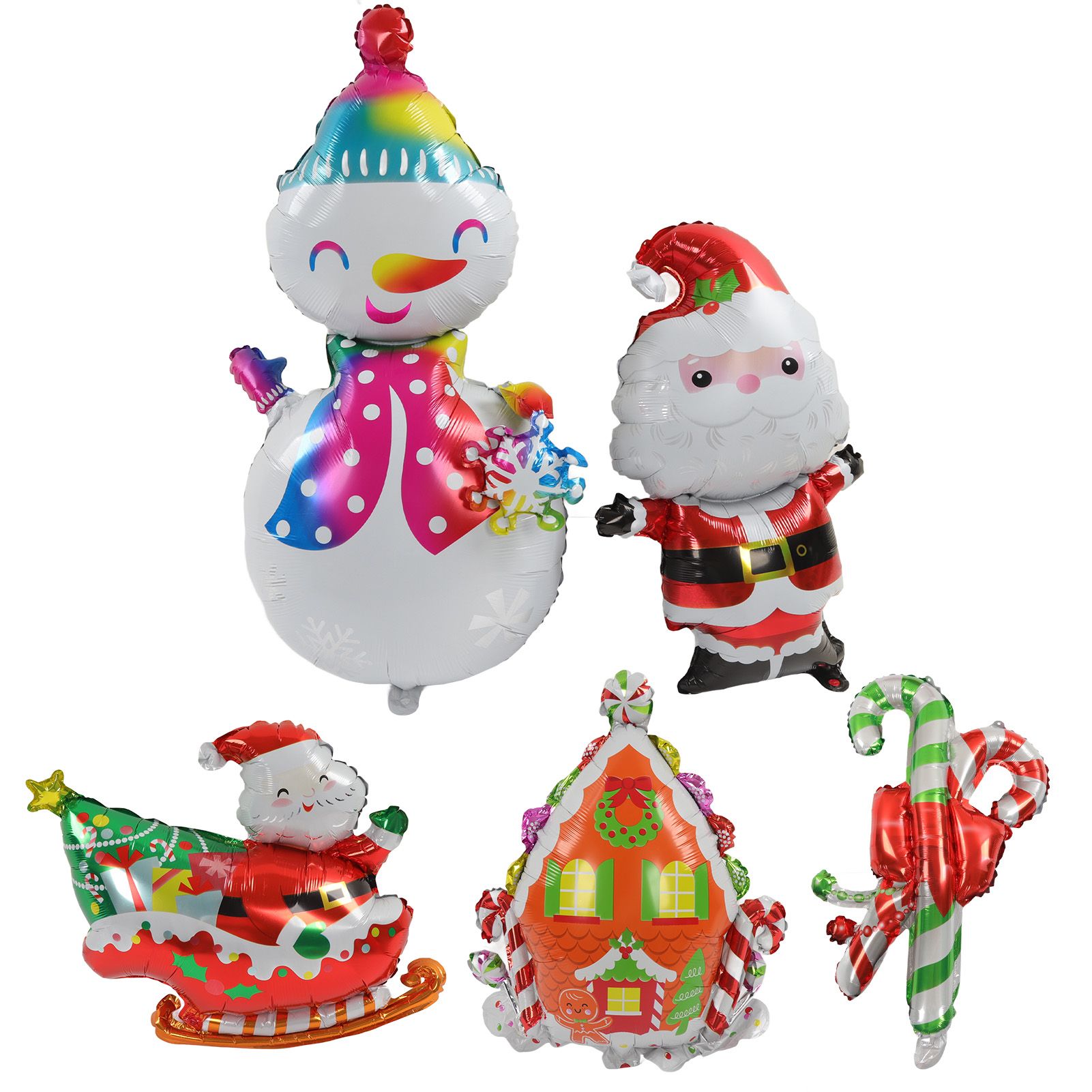 Christmas Foil Balloons Father Christmas Sleigh Father Christmas Snowman Candy House Christmas Ballons Decoration Kit - Image 4