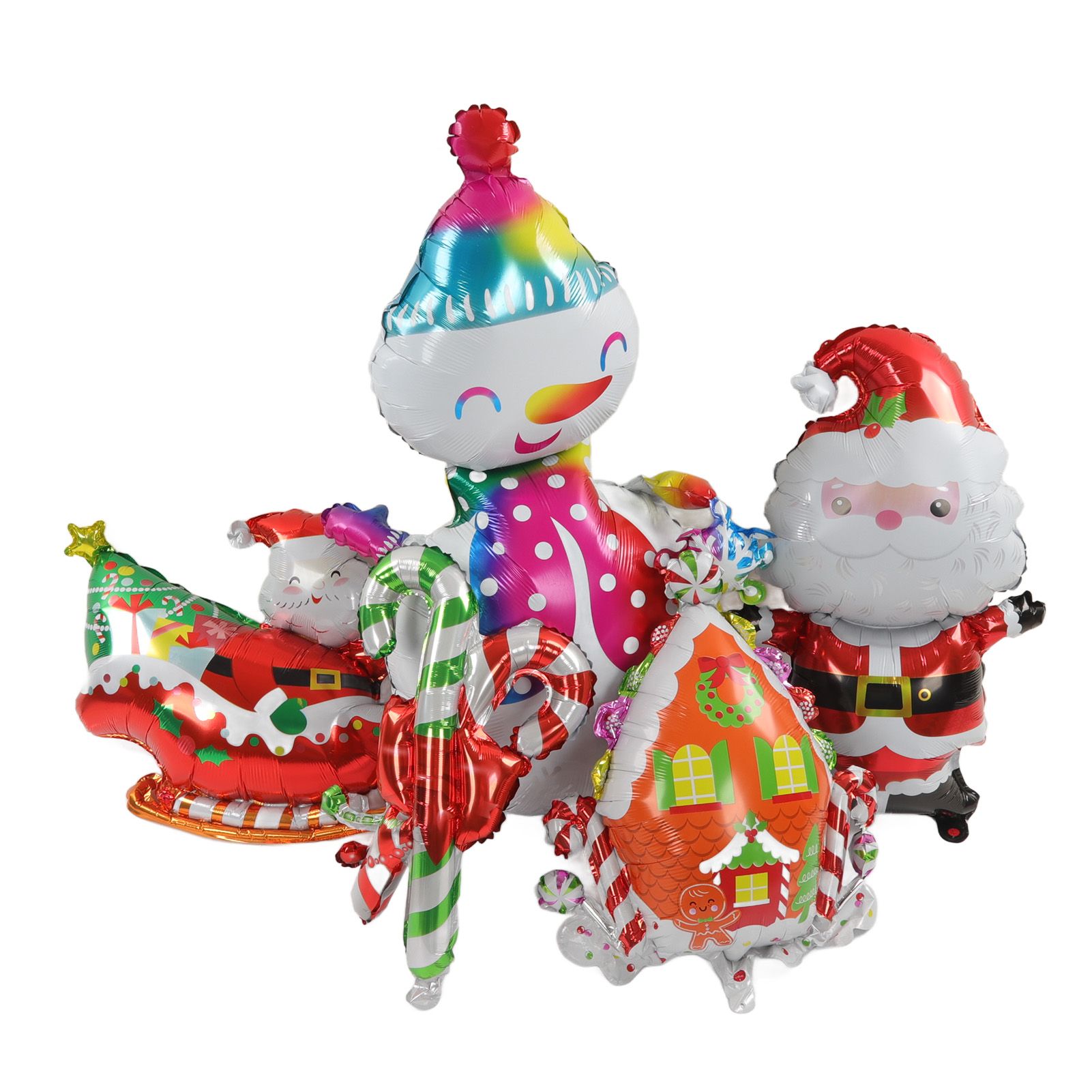 Christmas Foil Balloons Father Christmas Sleigh Father Christmas Snowman Candy House Christmas Ballons Decoration Kit - Image 5