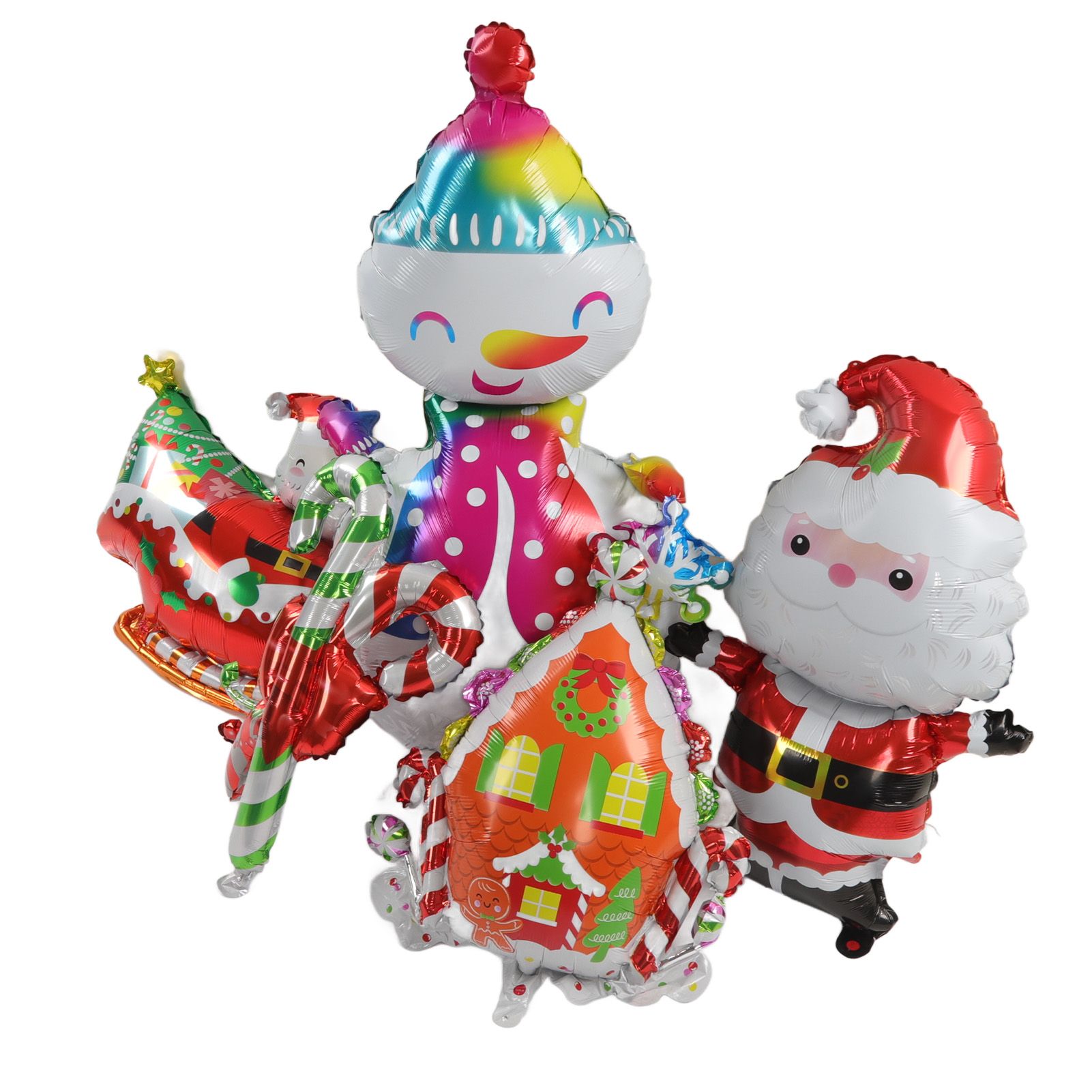 Christmas Foil Balloons Father Christmas Sleigh Father Christmas Snowman Candy House Christmas Ballons Decoration Kit - Image 6
