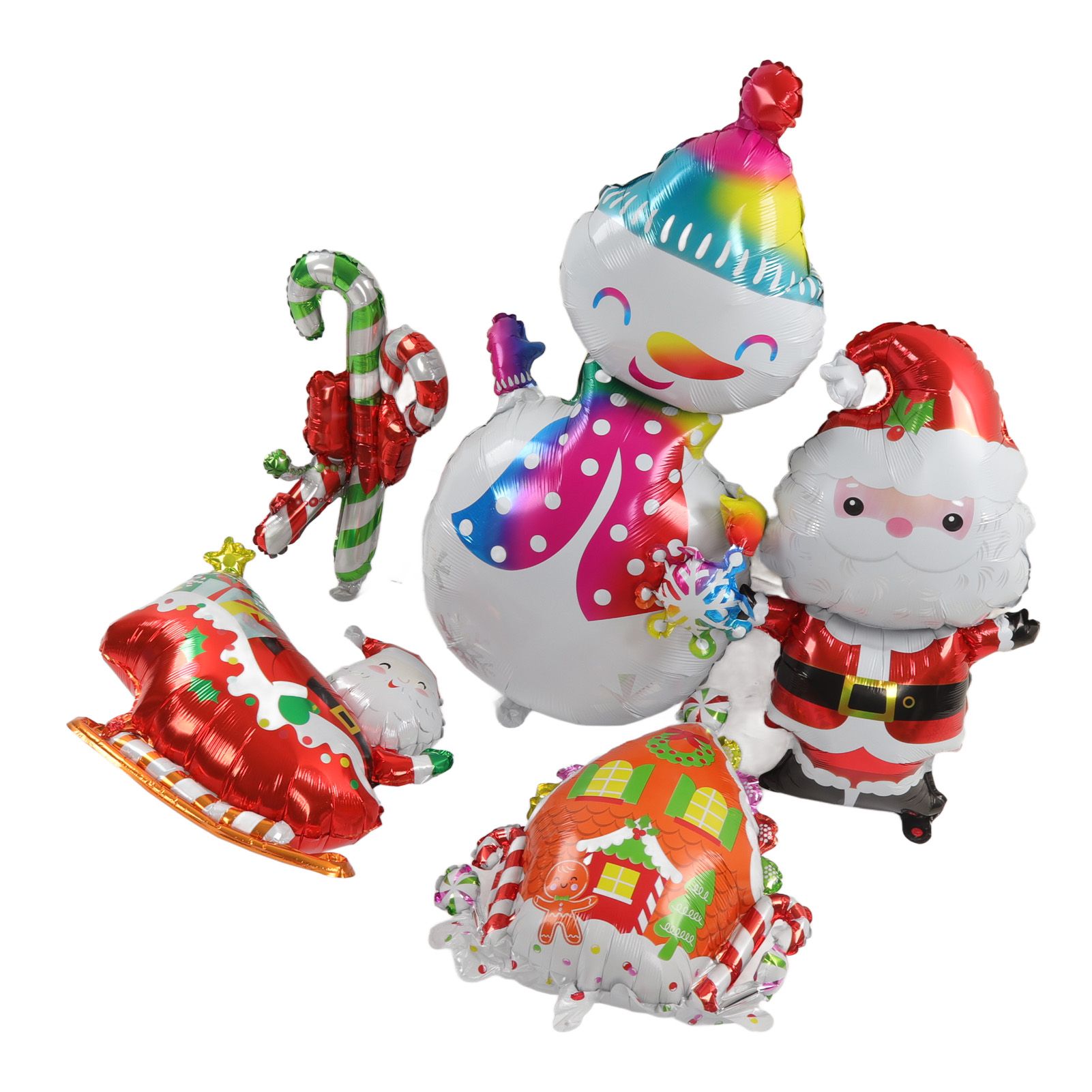 Christmas Foil Balloons Father Christmas Sleigh Father Christmas Snowman Candy House Christmas Ballons Decoration Kit - Image 8