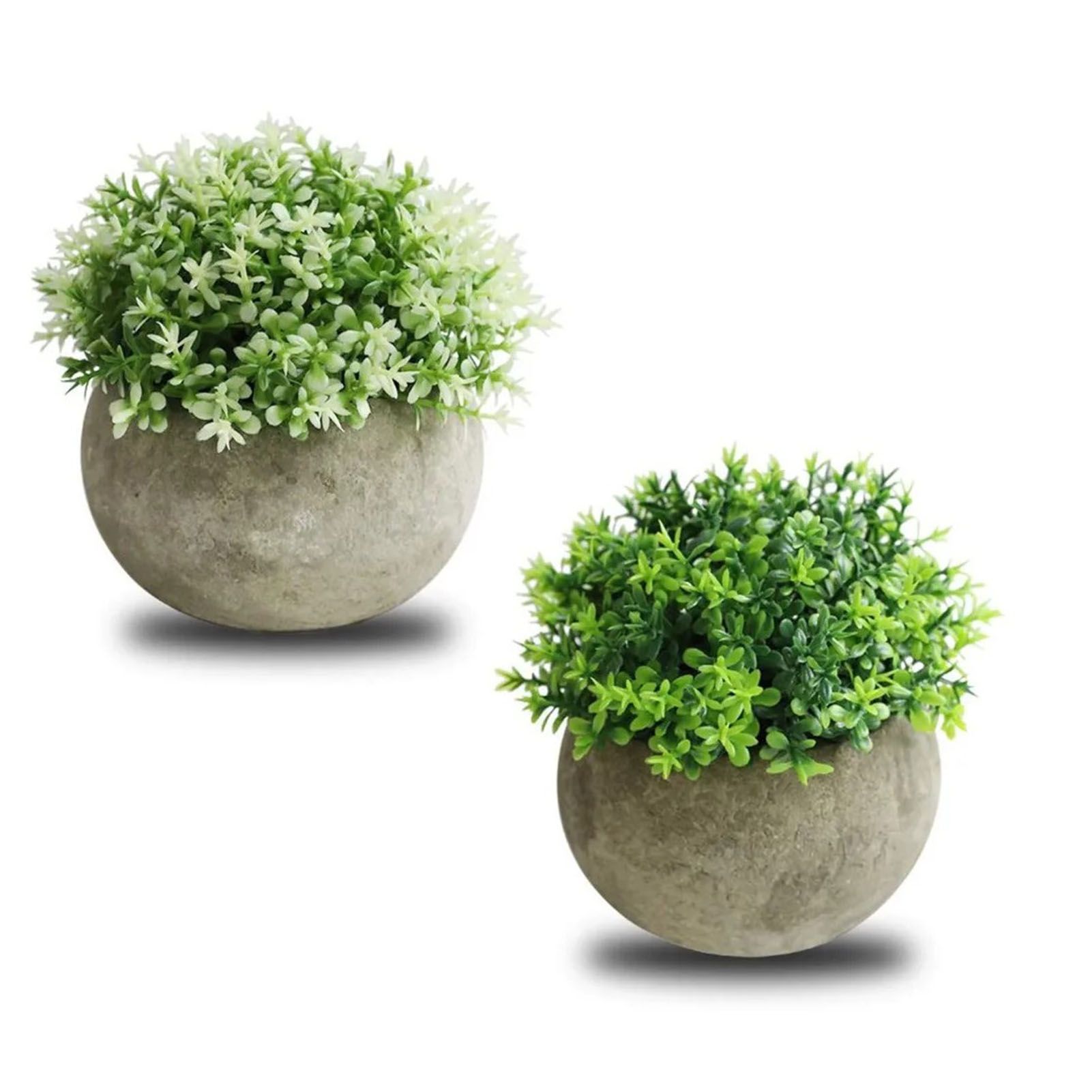 2 PCS Simulated Plant Bonsai Semicircular Ball Pulp Bonsai Desktop Green Plants Potted Ornaments White Green - Image 4