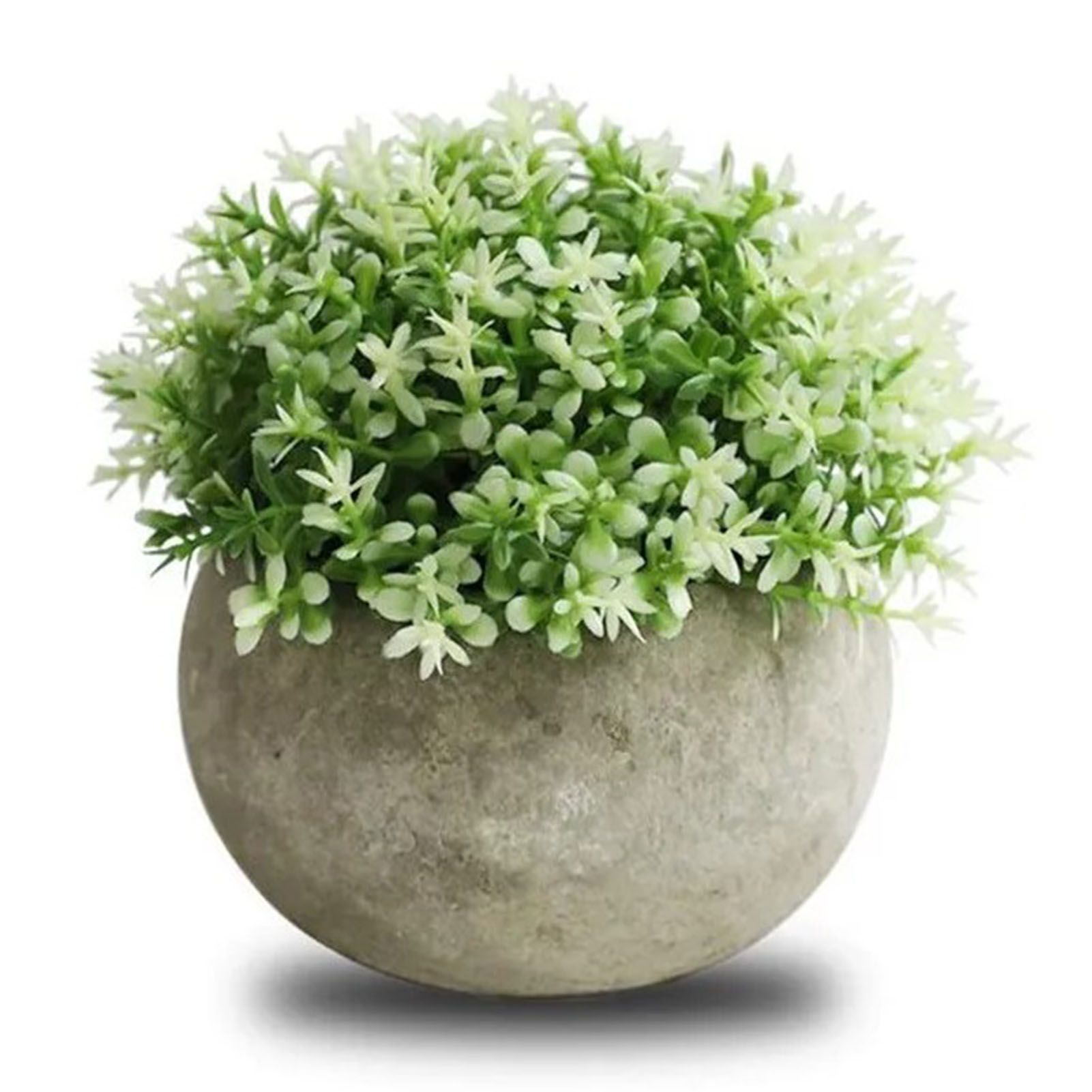 2 PCS Simulated Plant Bonsai Semicircular Ball Pulp Bonsai Desktop Green Plants Potted Ornaments White Green - Image 8