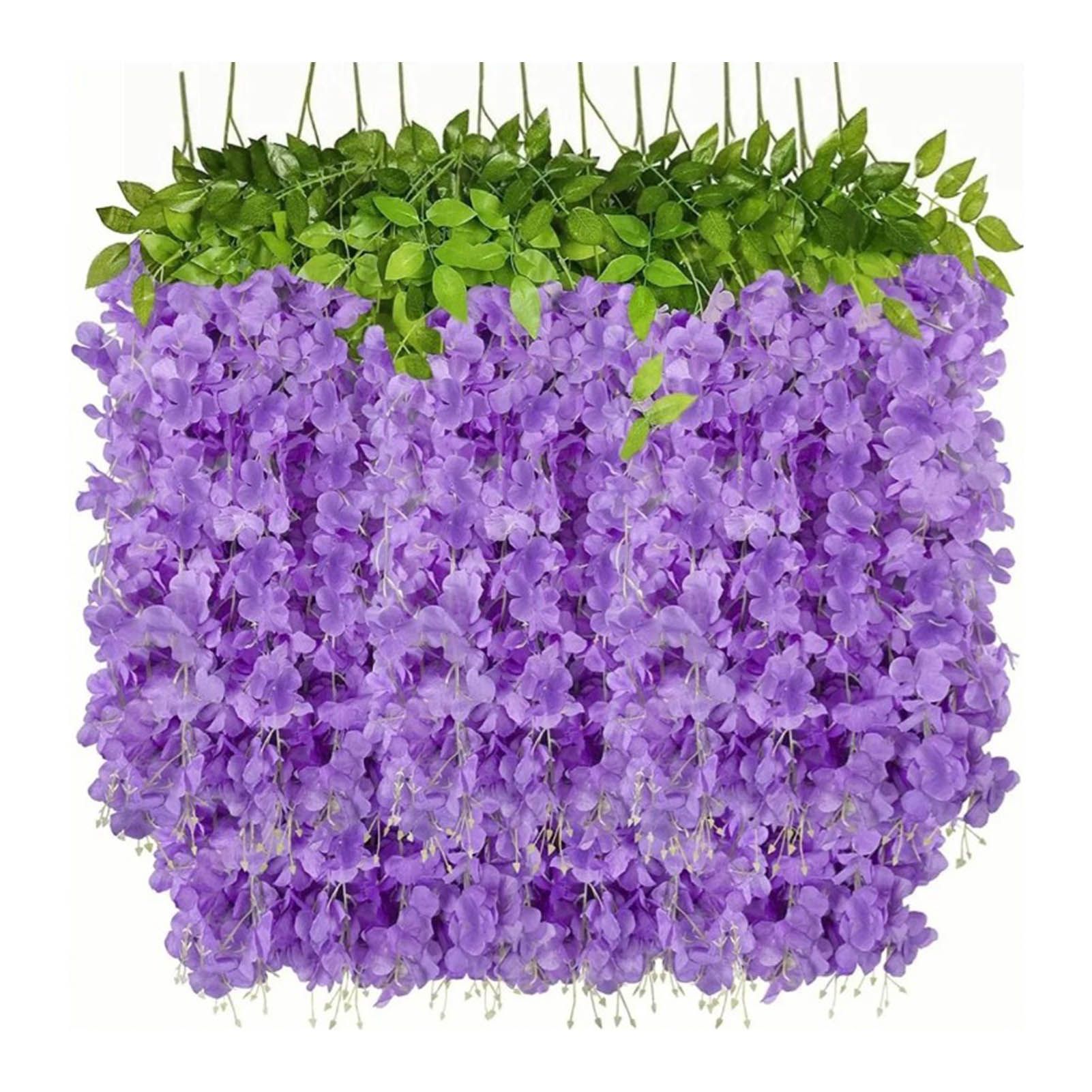 14PCS Ceiling Artificial Wisteria Flower Six Leaf Purple Blue Fake Vines Decoration for Wedding Home Ornament - Image 1