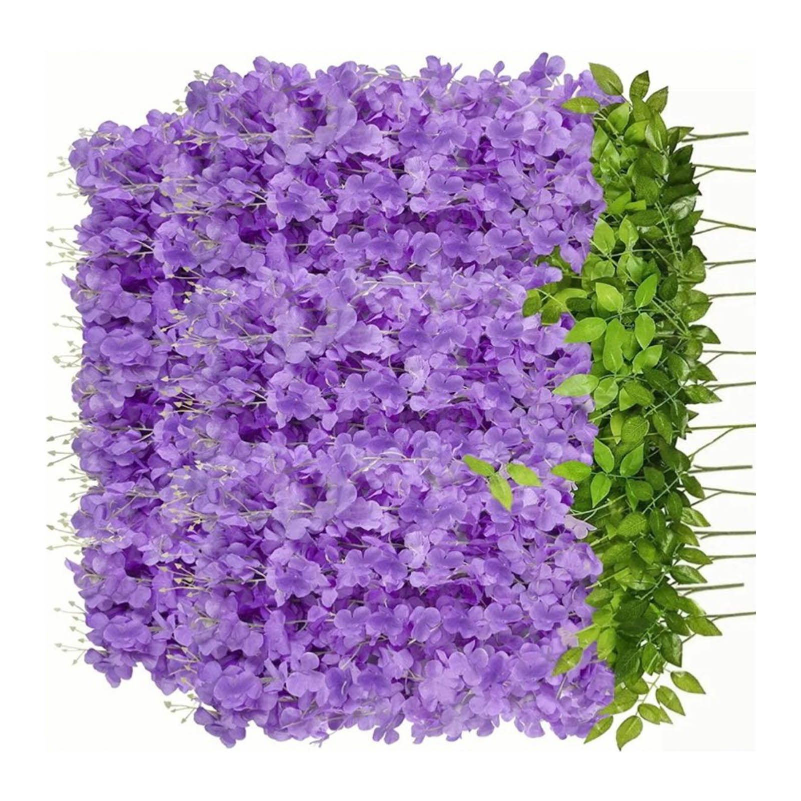 14PCS Ceiling Artificial Wisteria Flower Six Leaf Purple Blue Fake Vines Decoration for Wedding Home Ornament - Image 2