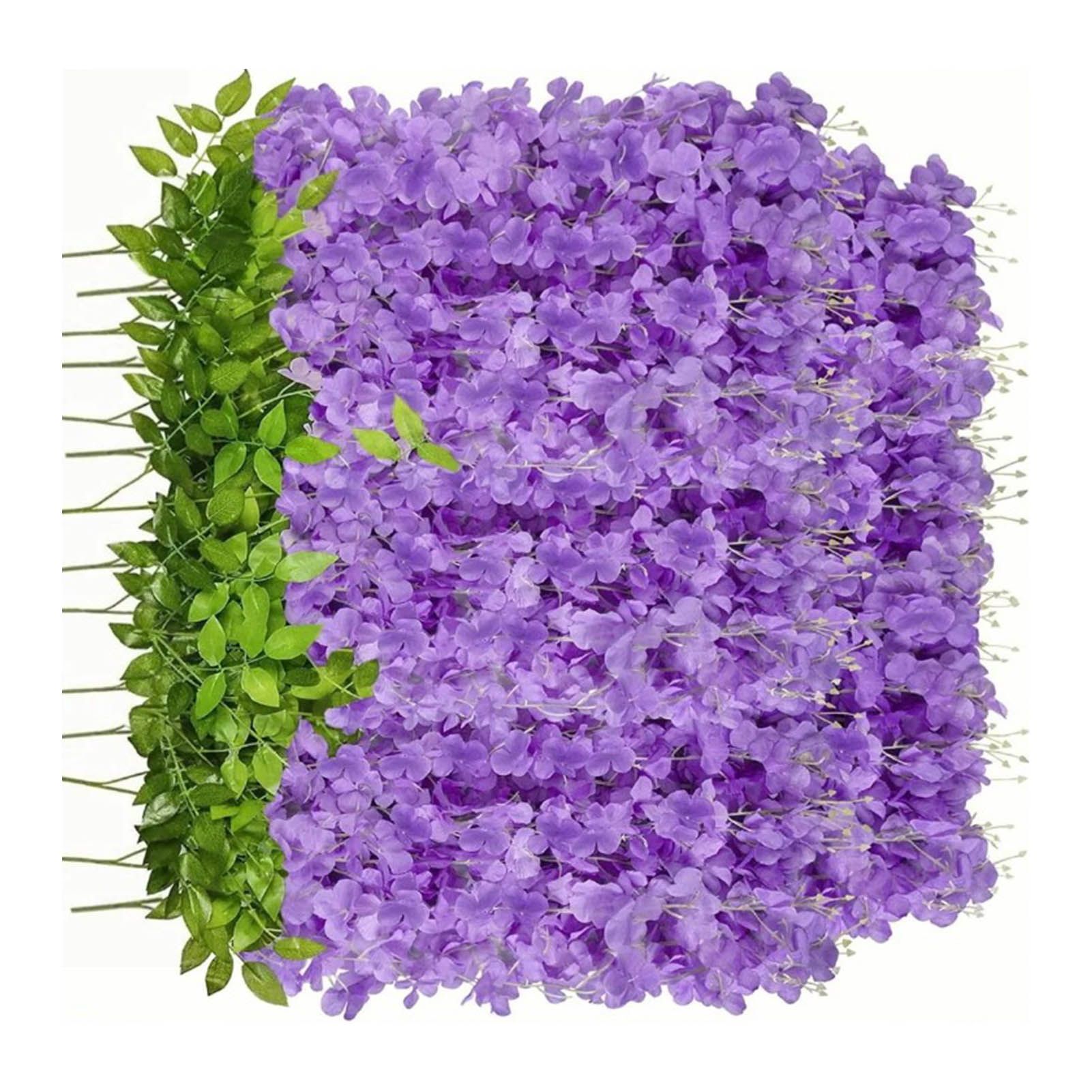 14PCS Ceiling Artificial Wisteria Flower Six Leaf Purple Blue Fake Vines Decoration for Wedding Home Ornament - Image 3