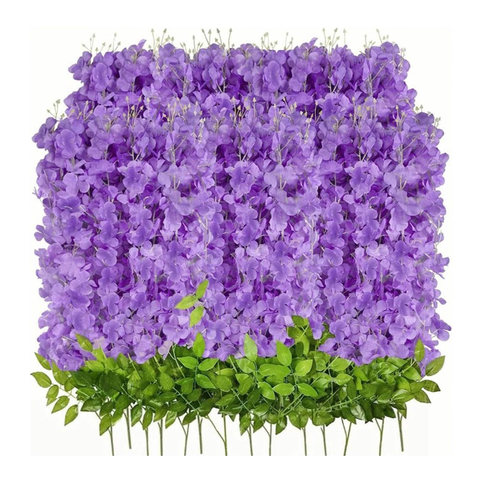 14PCS Ceiling Artificial Wisteria Flower Six Leaf Purple Blue Fake Vines Decoration for Wedding Home Ornament - Image 4