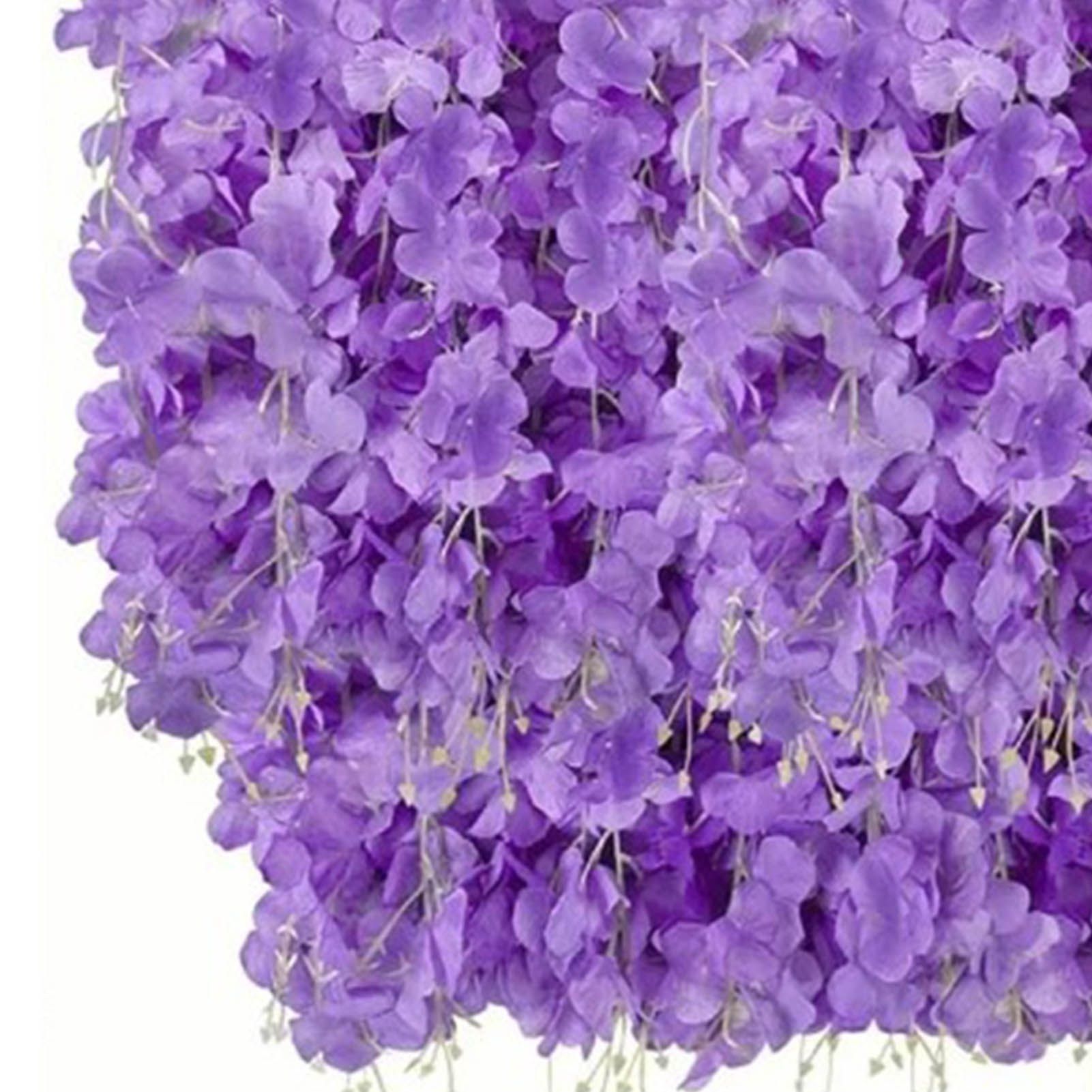 14PCS Ceiling Artificial Wisteria Flower Six Leaf Purple Blue Fake Vines Decoration for Wedding Home Ornament - Image 8