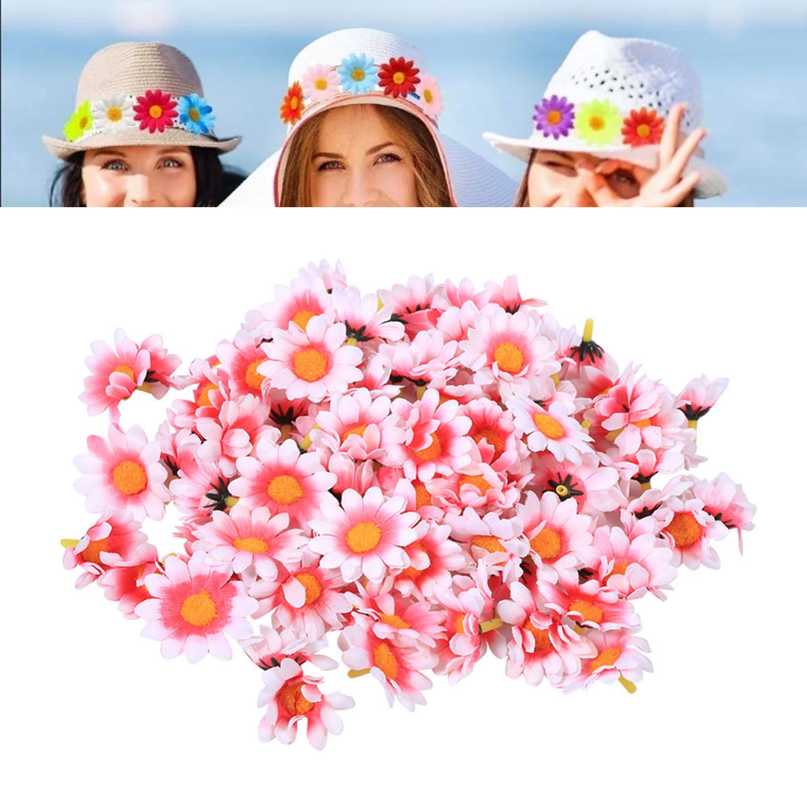 100pcs Artificial Little Daisy Lovely DIY Handcraft Silk Little Daisy for Offices Weddings Pink White - Image 6