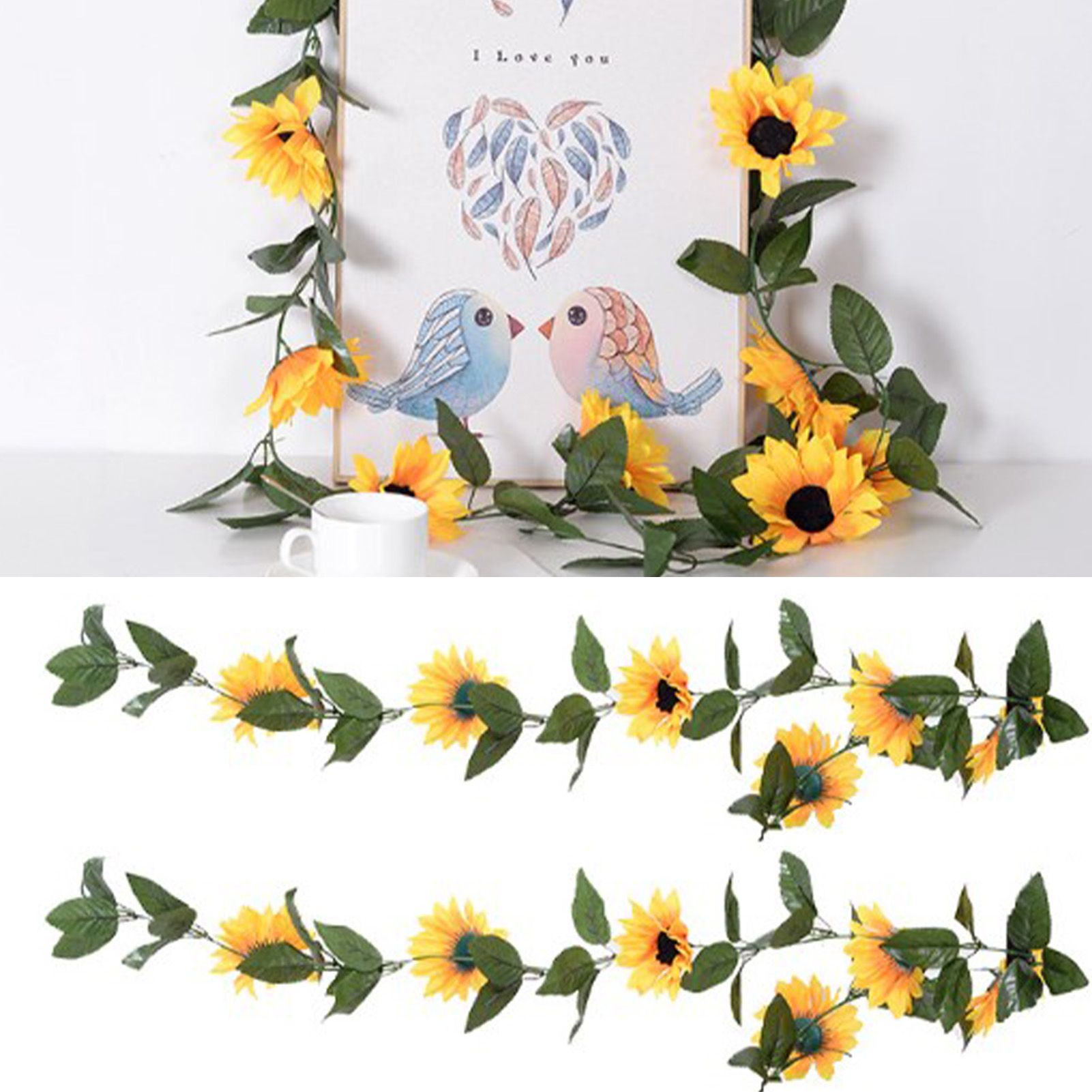 Artificial Sunflower Vines 200cm Length Lifelike Details Bright Colors Sunflower Garland for Parties Gardens Fences - Image 6
