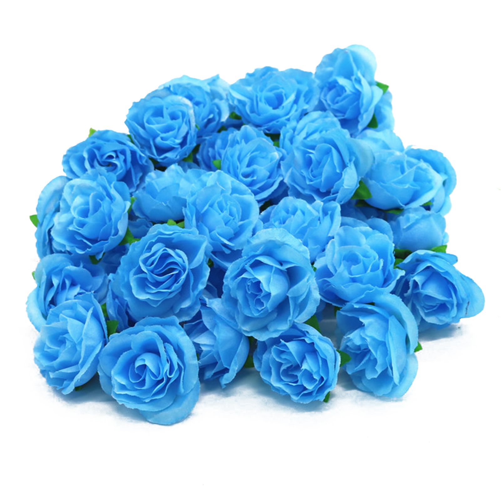 50PCS Simulation Rose Head Decorative Reusable Silk Fake Rose Flower for Wedding Party Blue - Image 2