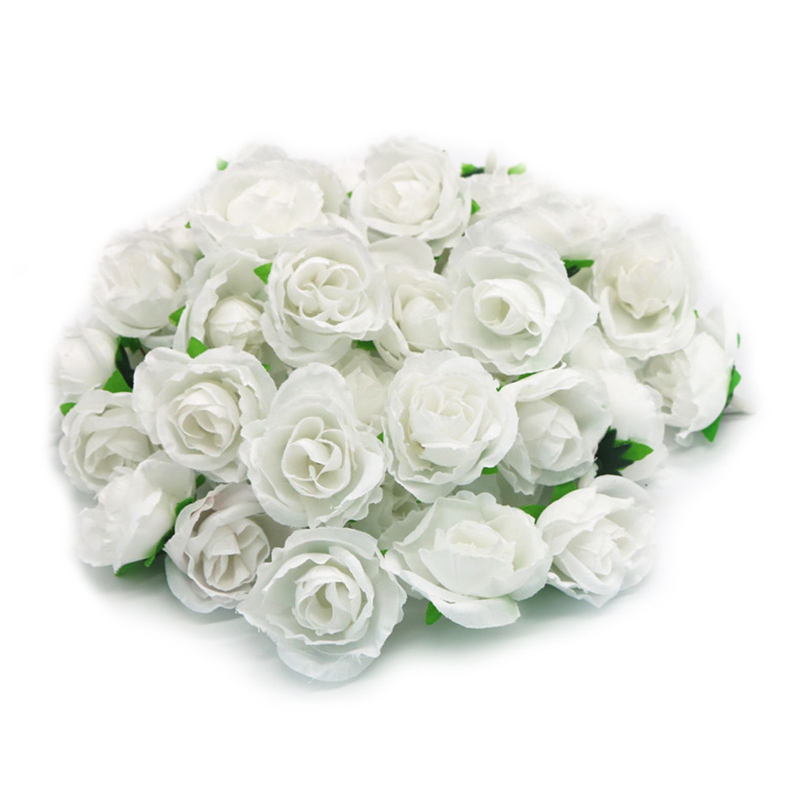 50PCS Simulation Rose Head Decorative Reusable Silk Fake Rose Flower for Wedding Party White - Image 2