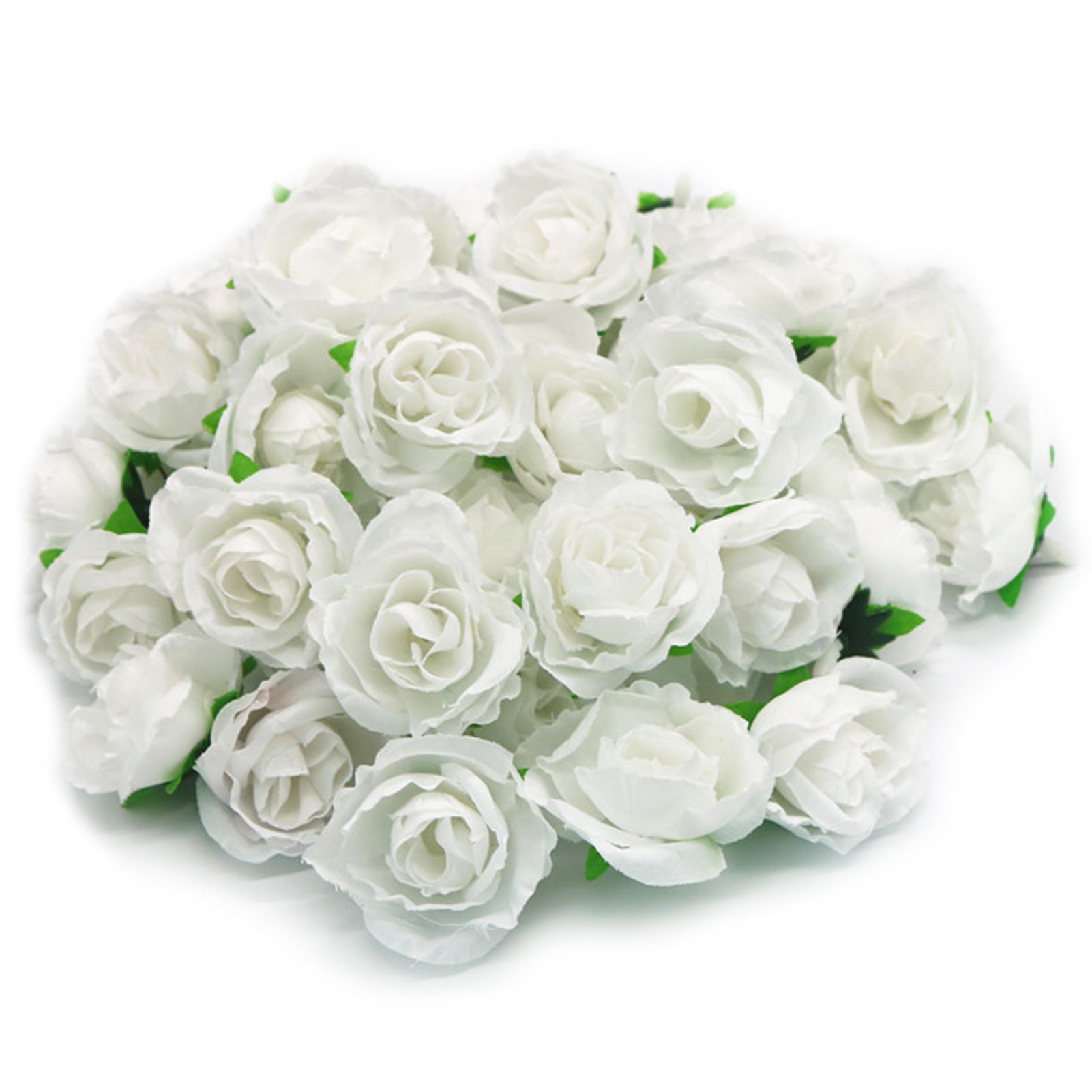 50PCS Simulation Rose Head Decorative Reusable Silk Fake Rose Flower for Wedding Party White - Image 3