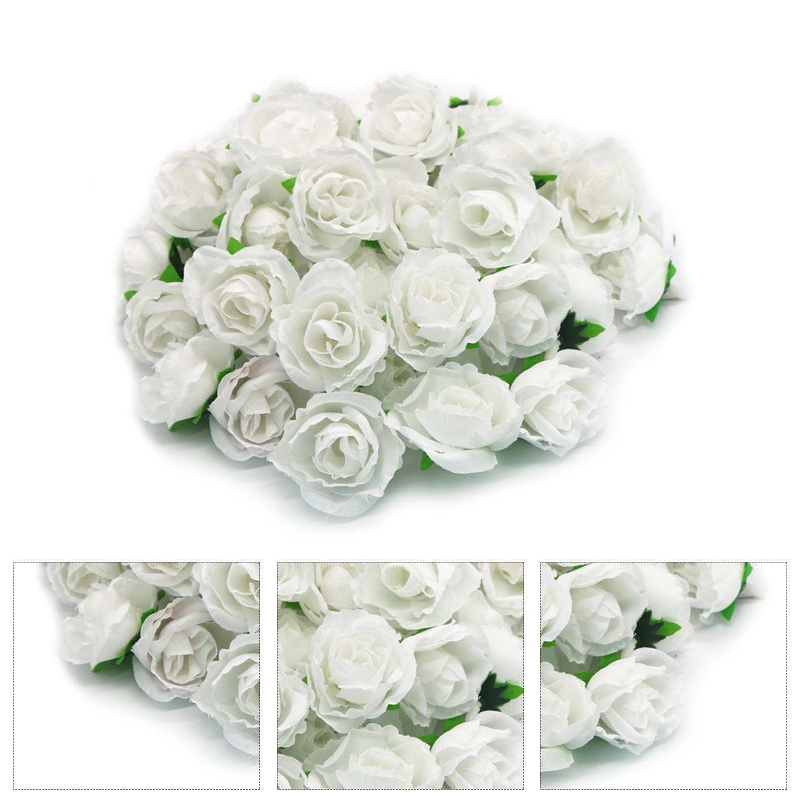 50PCS Simulation Rose Head Decorative Reusable Silk Fake Rose Flower for Wedding Party White - Image 4