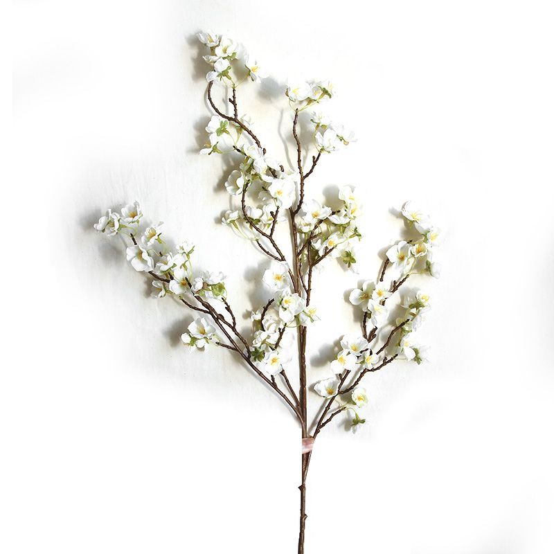 Artificial Cherry Blossom 4 Branches Decorative Lifelike Cherry Blossom Branches Decor 97cm White - Image 1