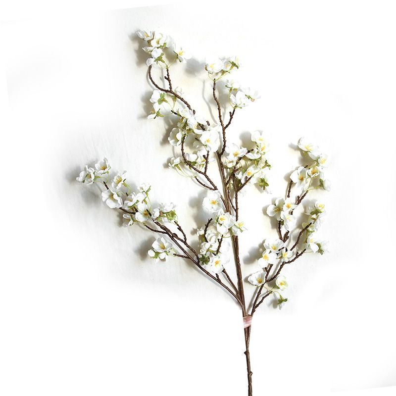 Artificial Cherry Blossom 4 Branches Decorative Lifelike Cherry Blossom Branches Decor 97cm White - Image 4