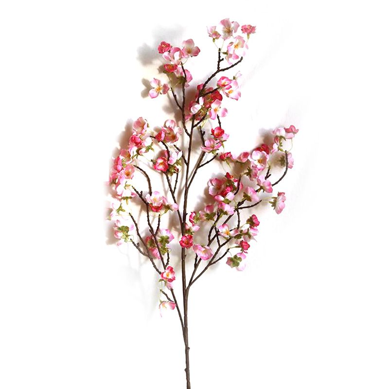 Artificial Cherry Blossom 4 Branches Decorative Lifelike Cherry Blossom Branches Decor 97cm Dark Pink - Image 1