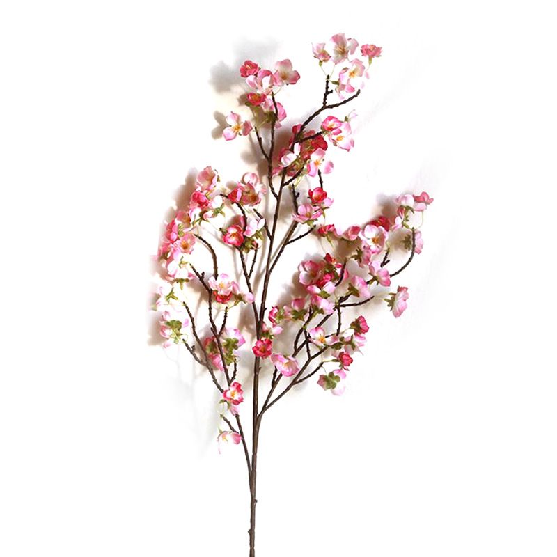 Artificial Cherry Blossom 4 Branches Decorative Lifelike Cherry Blossom Branches Decor 97cm Dark Pink - Image 4