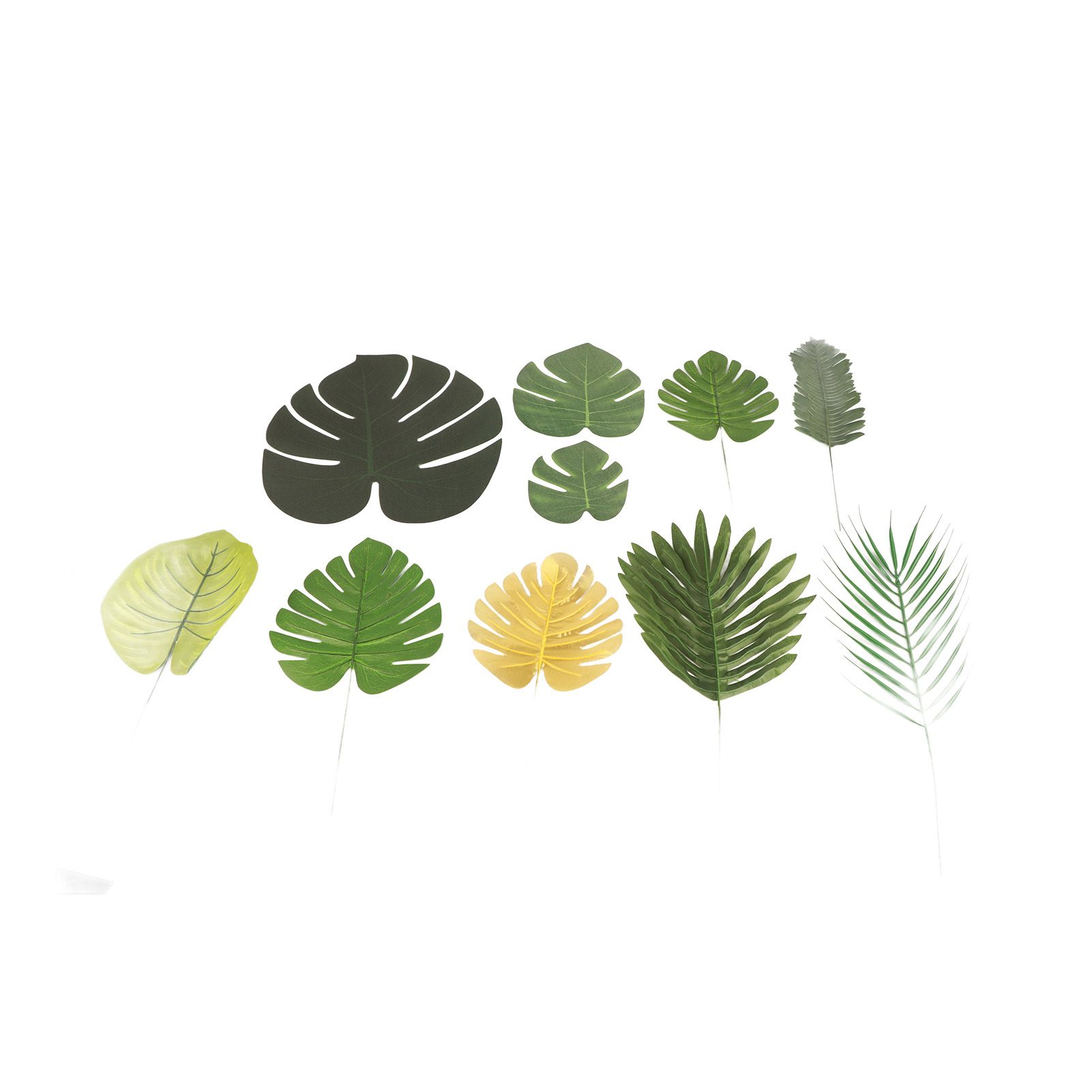 70pcs Simulated Palm Leaves Decorative Practical 10 Kinds Fake Faux Jungle Leaf Set for Home - Image 2