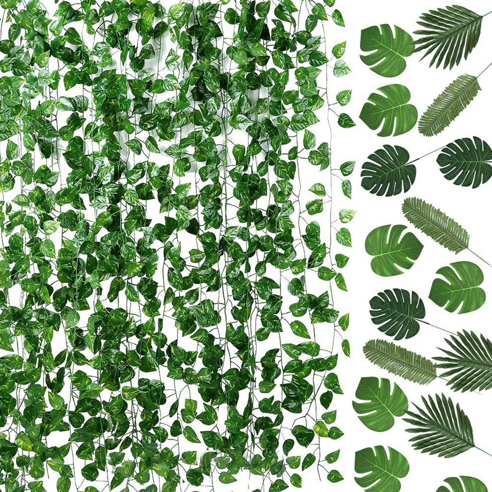 70pcs Simulated Palm Leaves Decorative Practical 10 Kinds Fake Faux Jungle Leaf Set for Home - Image 4