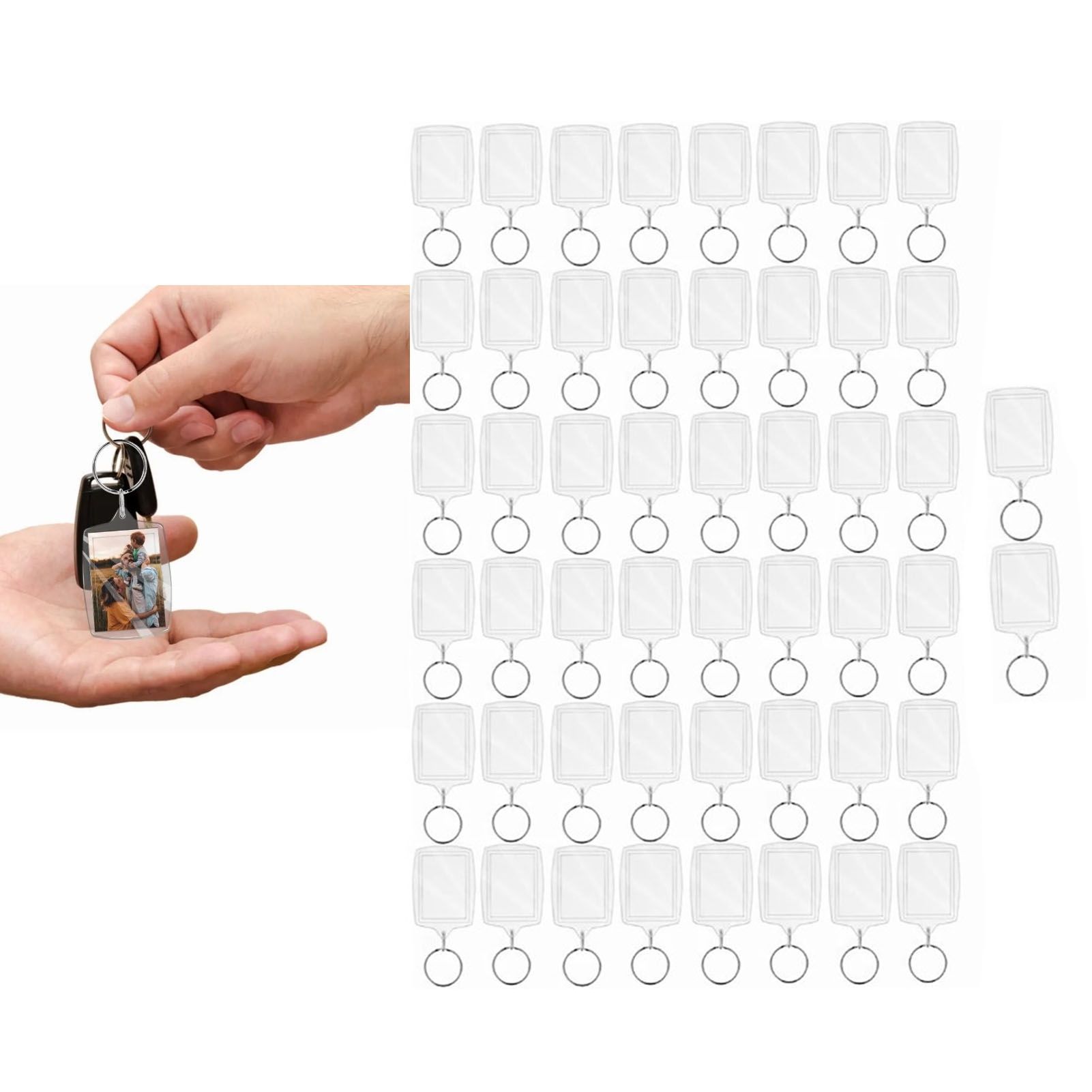 50Pcs Photo Insert Keychain Acrylic Blank Transparent Photo Picture Frame Keyring - Image 5